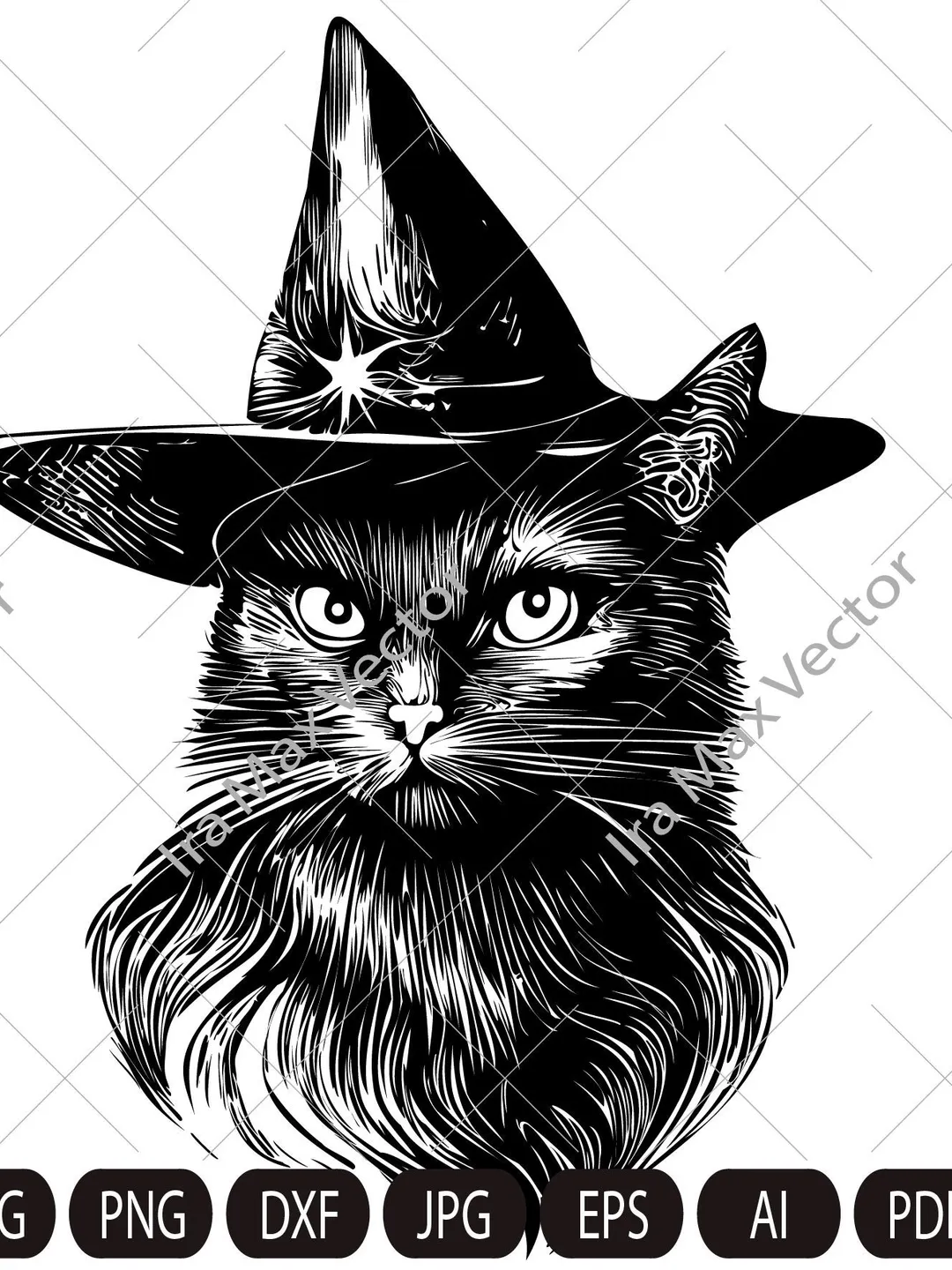 Black Cat with Witch Hat Svg, Cute Black Cat Svg, Halloween Black Cat Svg, Witch Black Cat Svg, Cat with Halloween Hat Svg