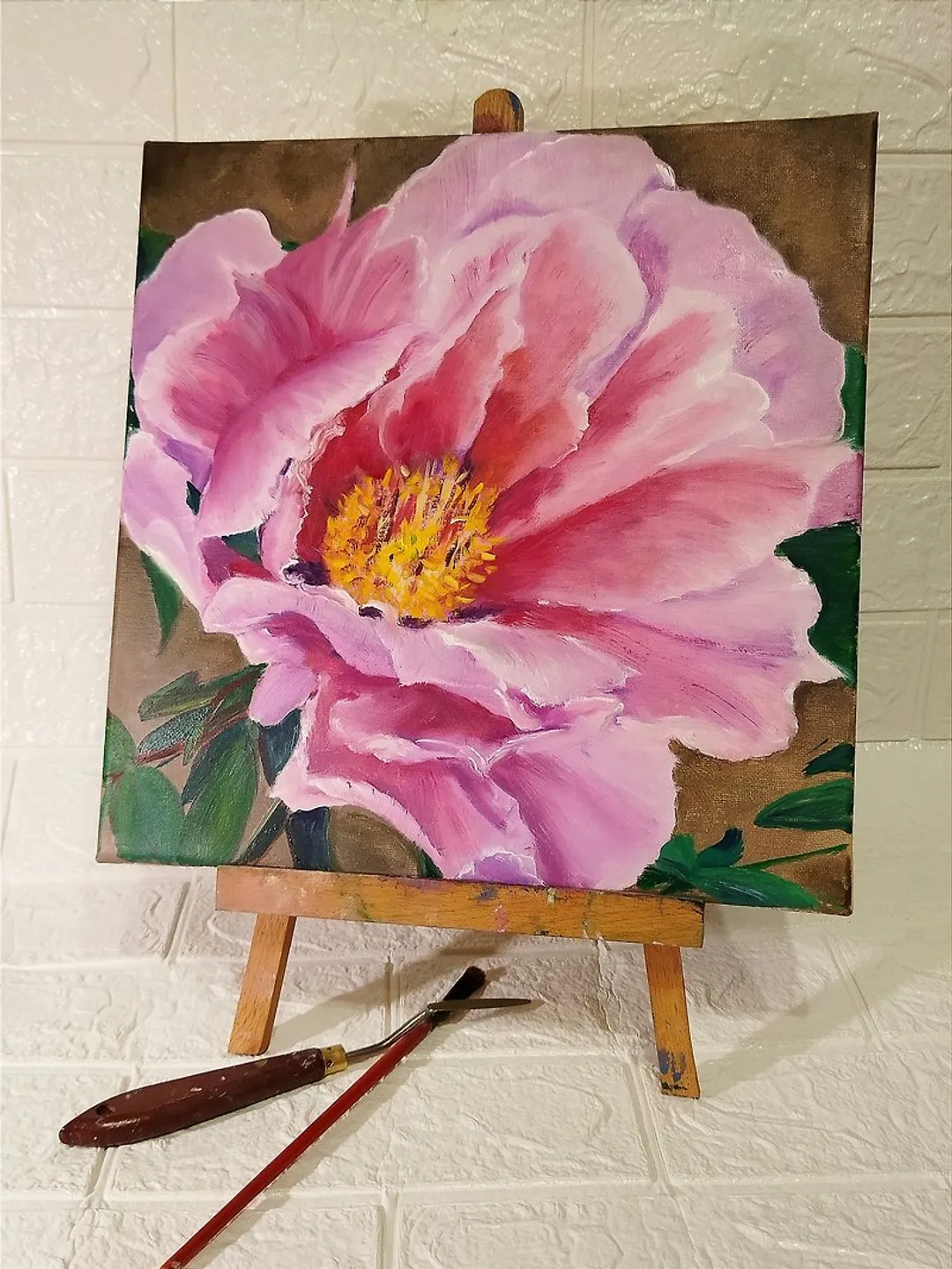Painting flower pink peony wall decoration flowers art