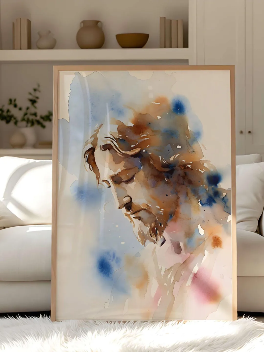 Abstract Watercolor Jesus Portrait | Minimalist Christian Wall Art ...