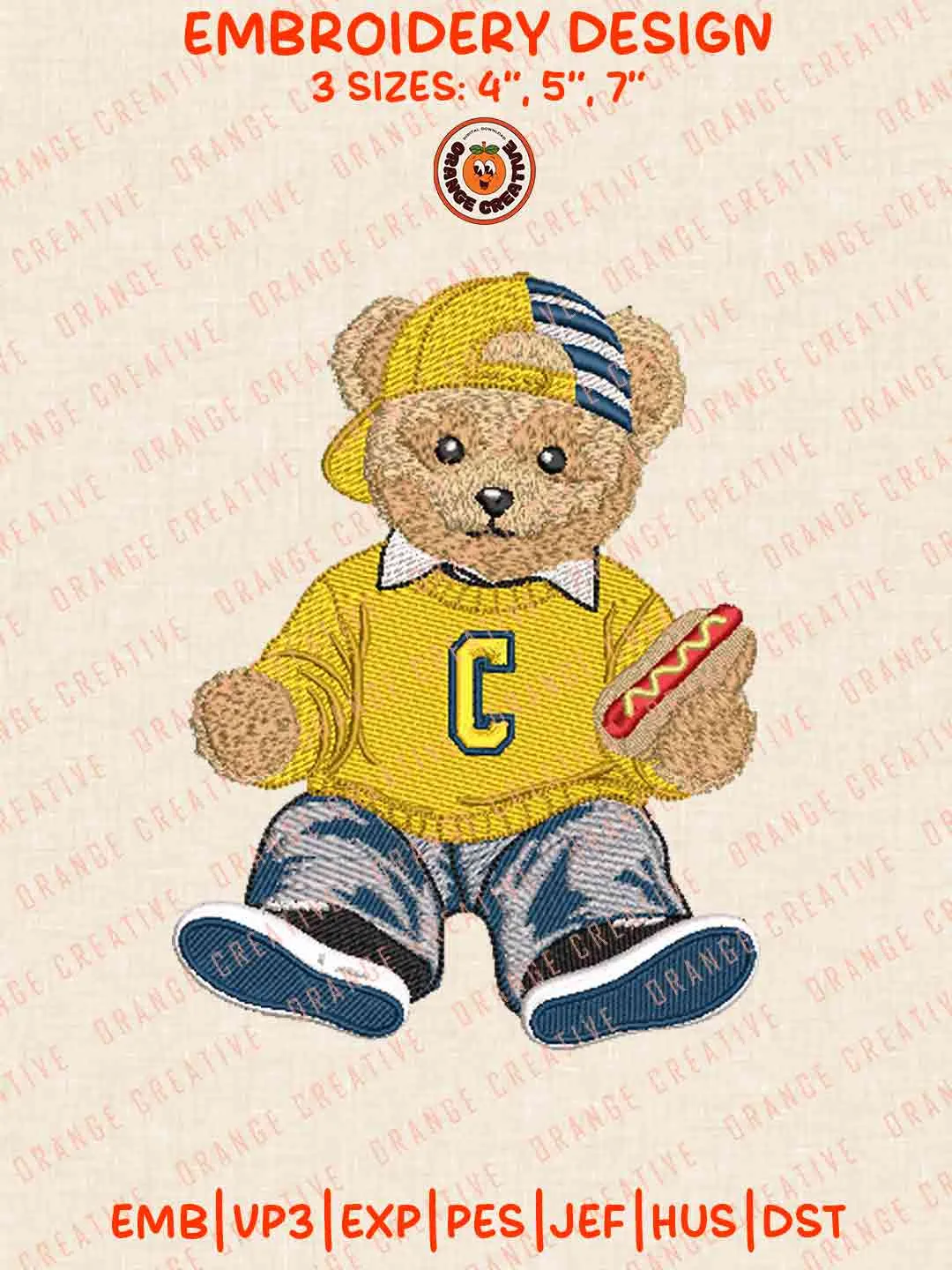 Cute Teddy Bear Coppin State Eagles Logo Embroidery Files, NCAA Team Embroidery Design, Machine Embroidery Design File, 4 Sizes, Custom Size, Digital Download