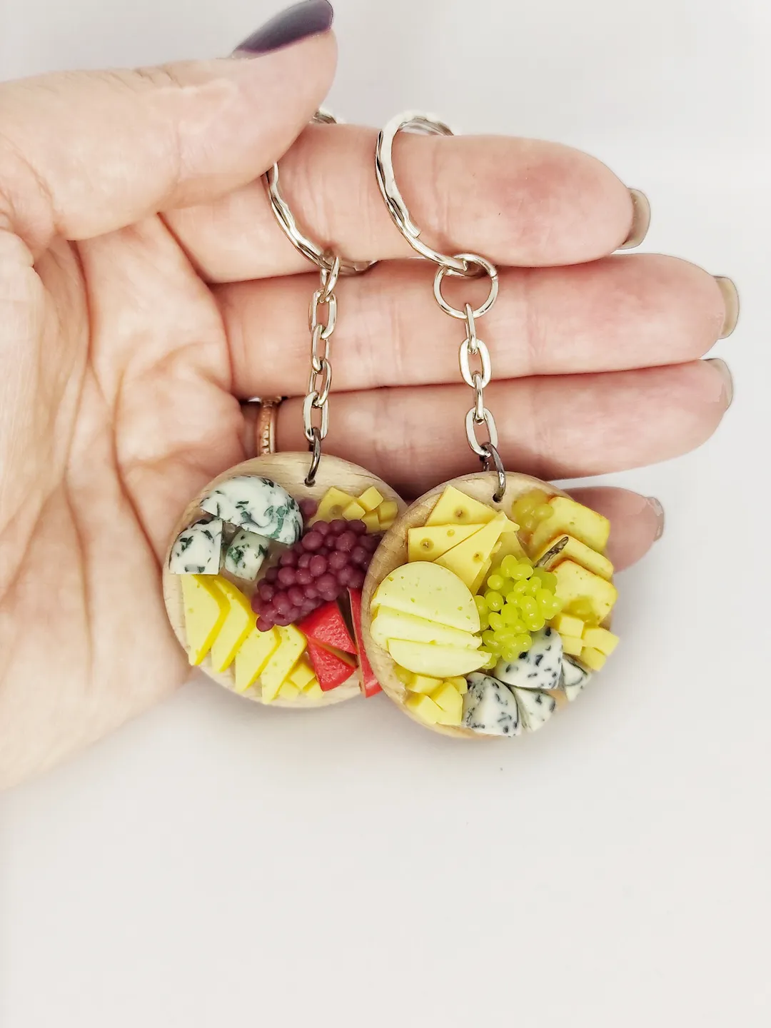 keychain with decor, gift for him, gift for her, gift idea, keychain with cheese, keyrings with decor, bag decor