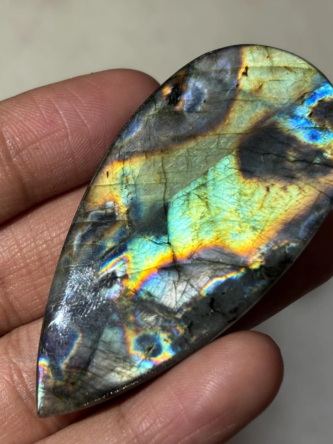 Labradorite Spectrolite Spectrolite Cab Rare Finish Labradorite Gemstone with Vibrant Play of ...