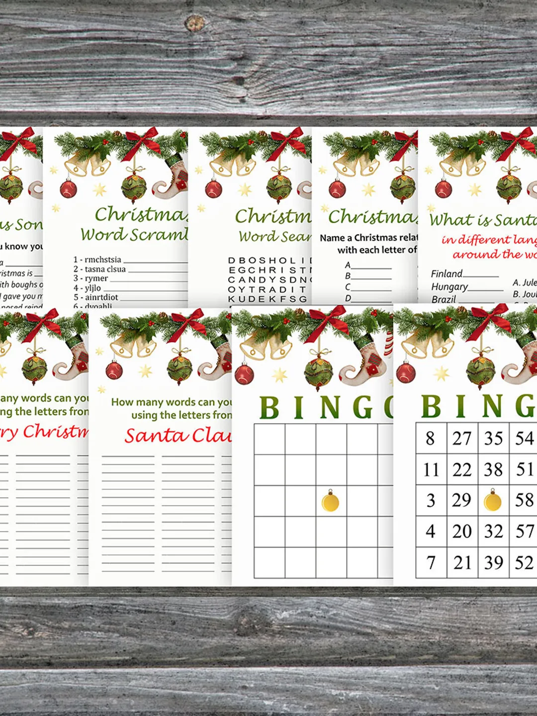Christmas party games bundle,Printable Christmas Party Game Pack,Christmas decorations Christmas Trivia Game Cards