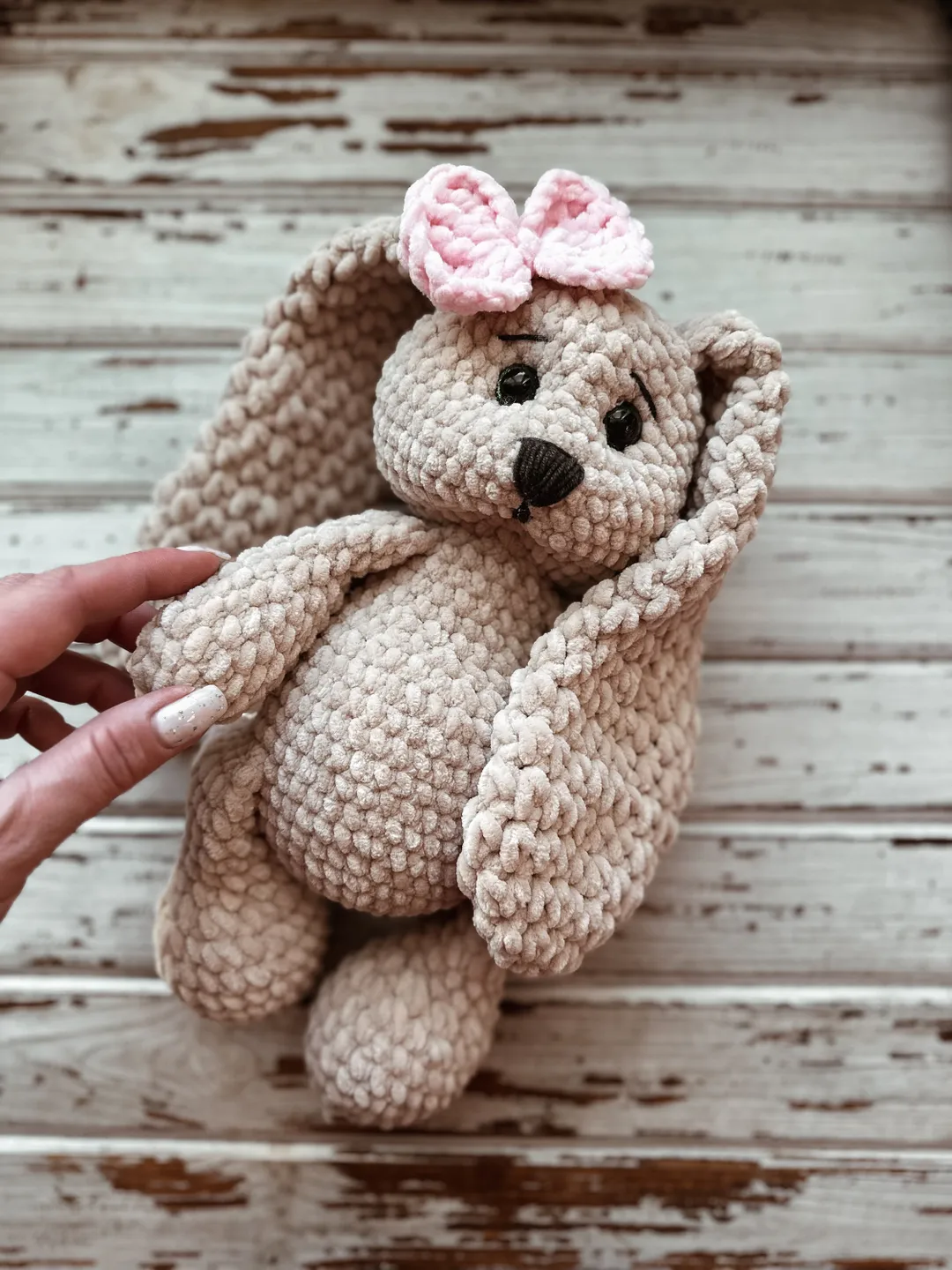 Lovey bunny toy. Handmade cute stuffed rabbit with clothes and carrot ...