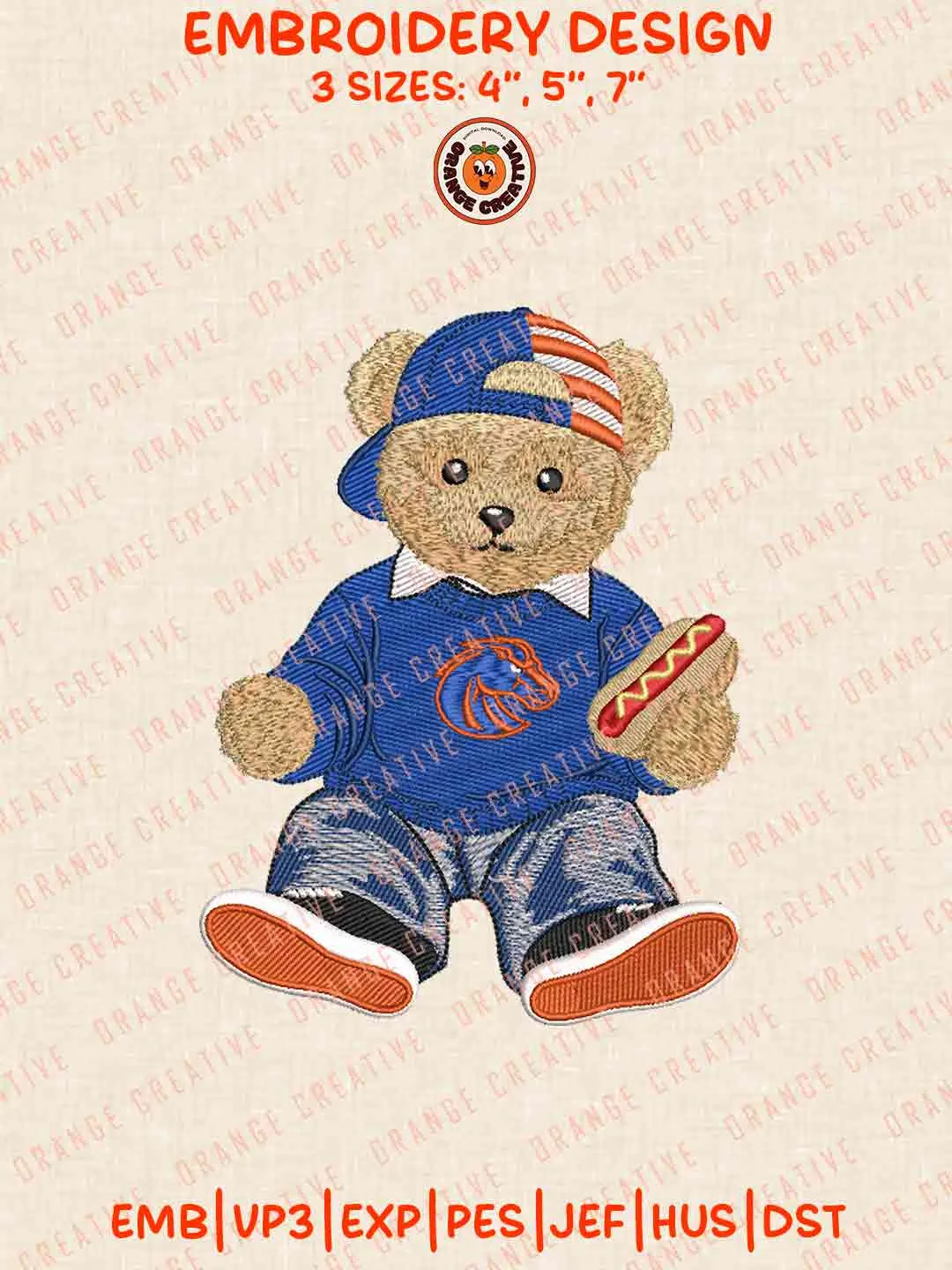 Boise State Broncos Teddy Bear Embroidery Design Files, NCAA Boise State Team Logos Embroidery Designs, NCAA Machine Embroidery Files, 3 Sizes, Custom Sizes, Instant Download