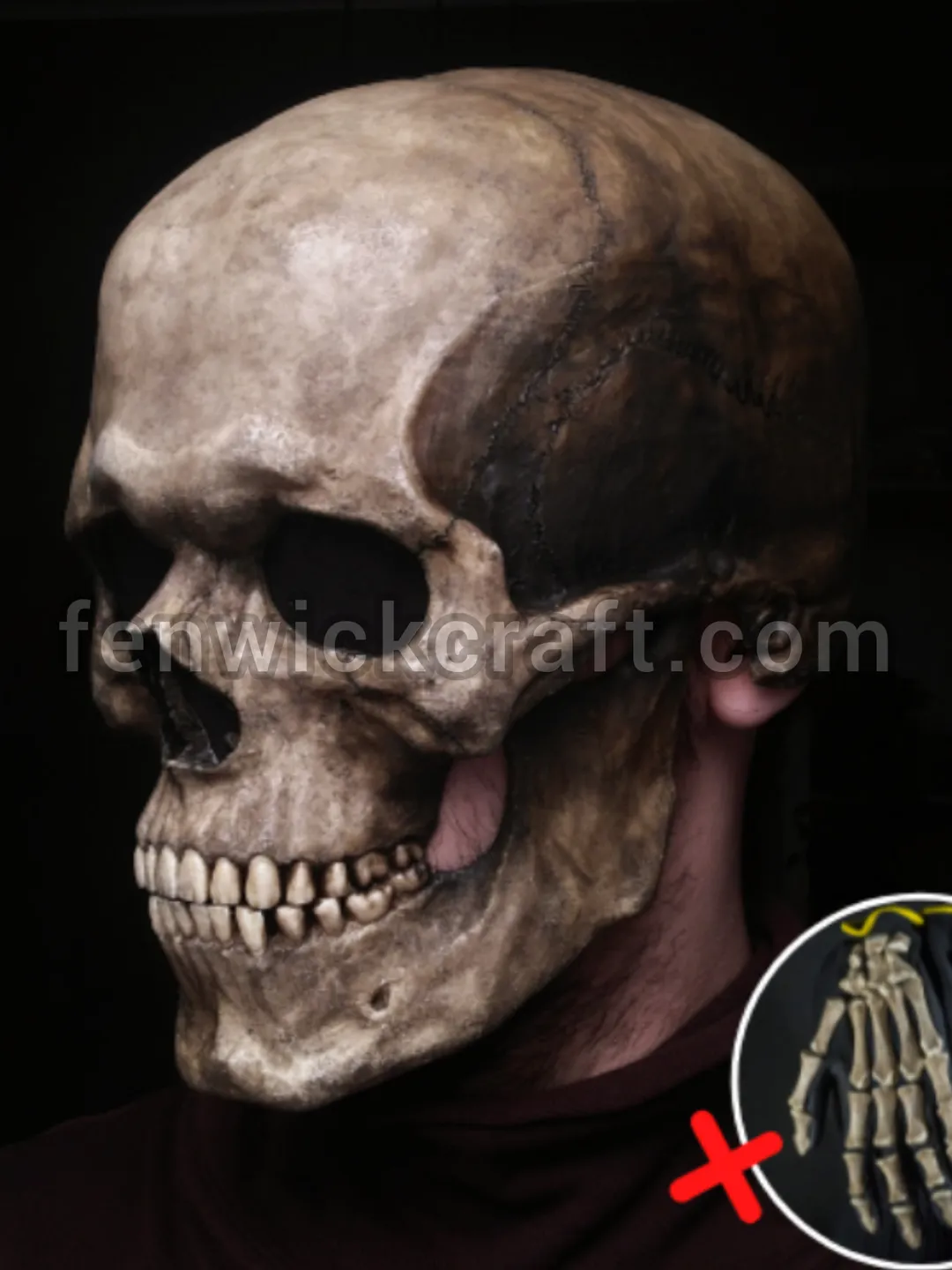 Full Skull Head Mask/Helmet and Gloves with bones