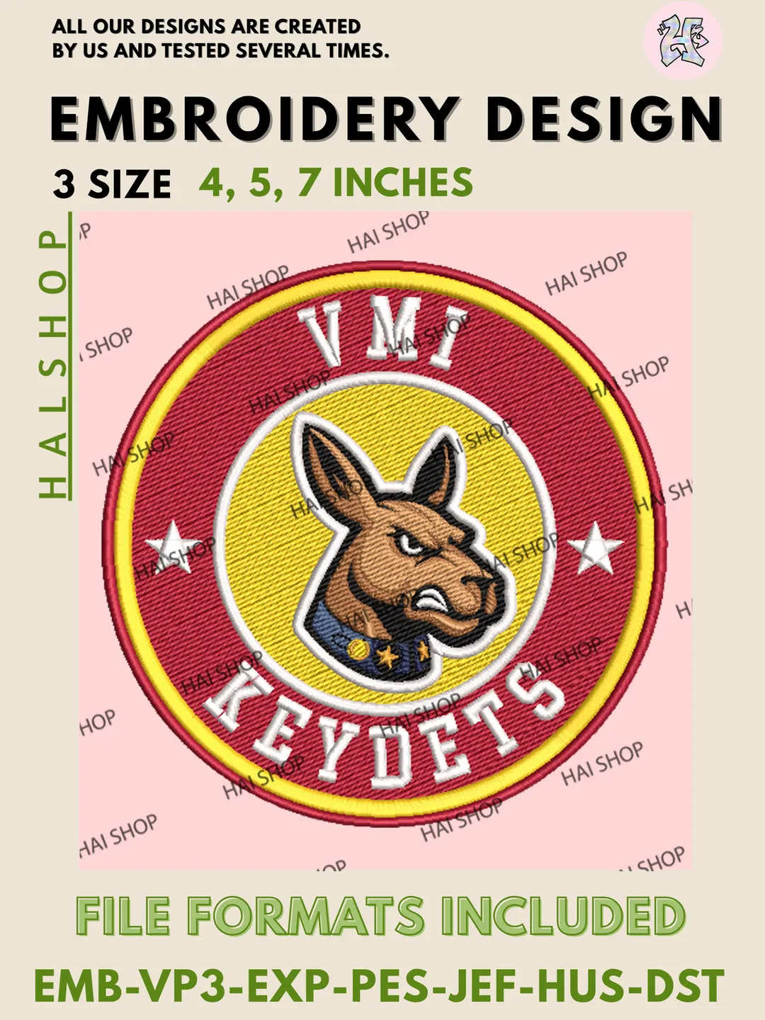 VMI Keydets NCAA Embroidery Design, College Logo Machine Embroidery File, Digital Download