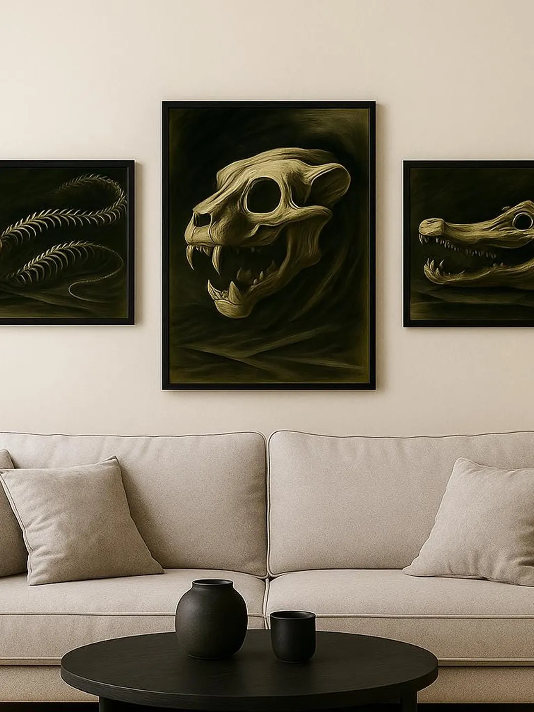 Gothic Animal Skull Wall Art Prints Bundle of 3 Printable Dark Decor ...