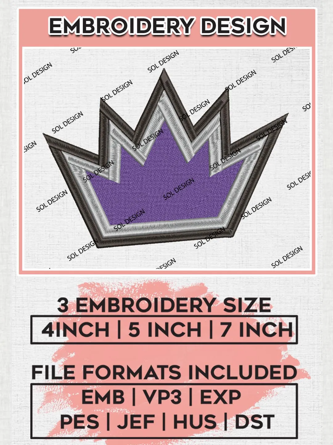Sacramento Kings Embroidery Design, NBA Embroidery, NBA Kings Embroidery Designs, NBA Logo Machine Embroidery, NBA Embroidery Design, Digital Download