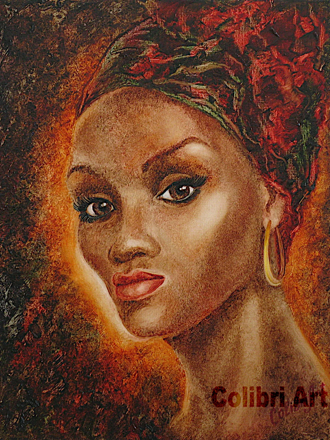 Woman Portrait Painting Black Woman Original Art African American Painting On Canvas 20" x 16" Afro Art By Colibri Art