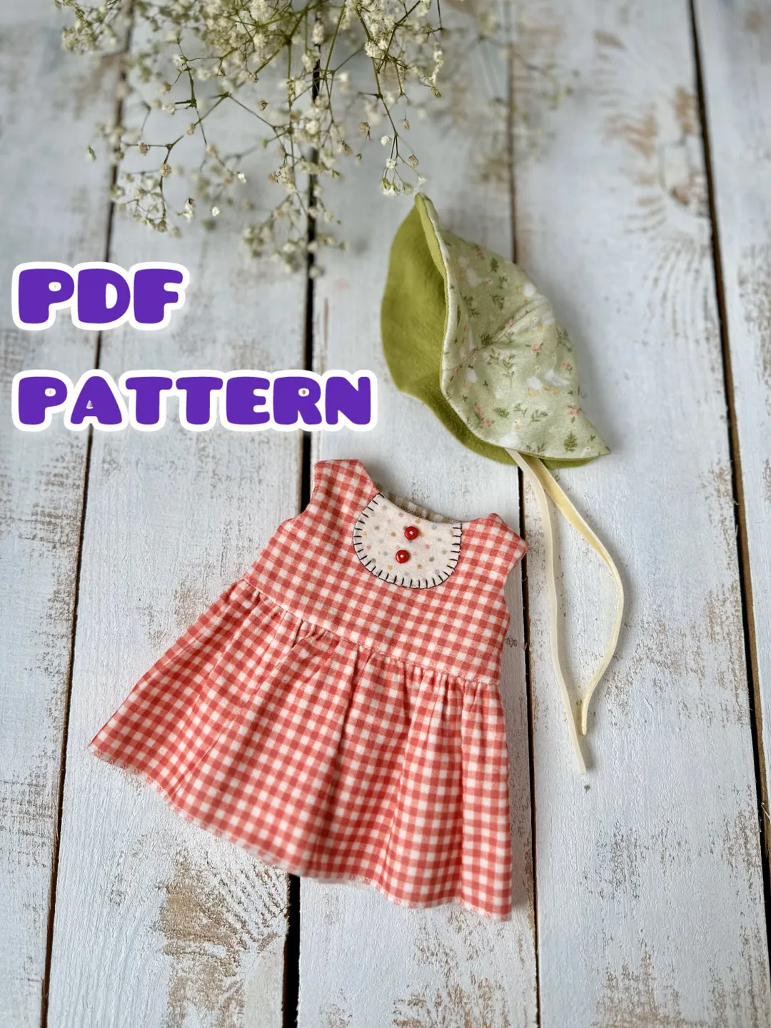 12-inch Bunny bucket hat and dress sewing pattern