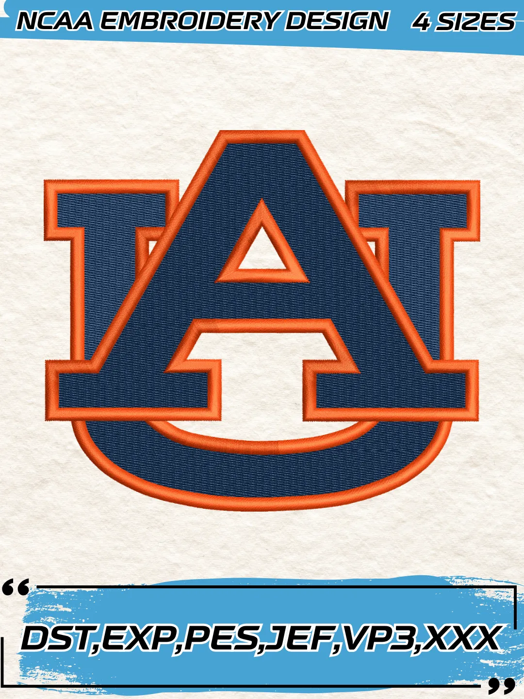 Auburn Tigers Logo Embroidery Designs,NCAA Logo Embroidery Design,Machine Embroidery Design File,4 Sizes, Digital Download