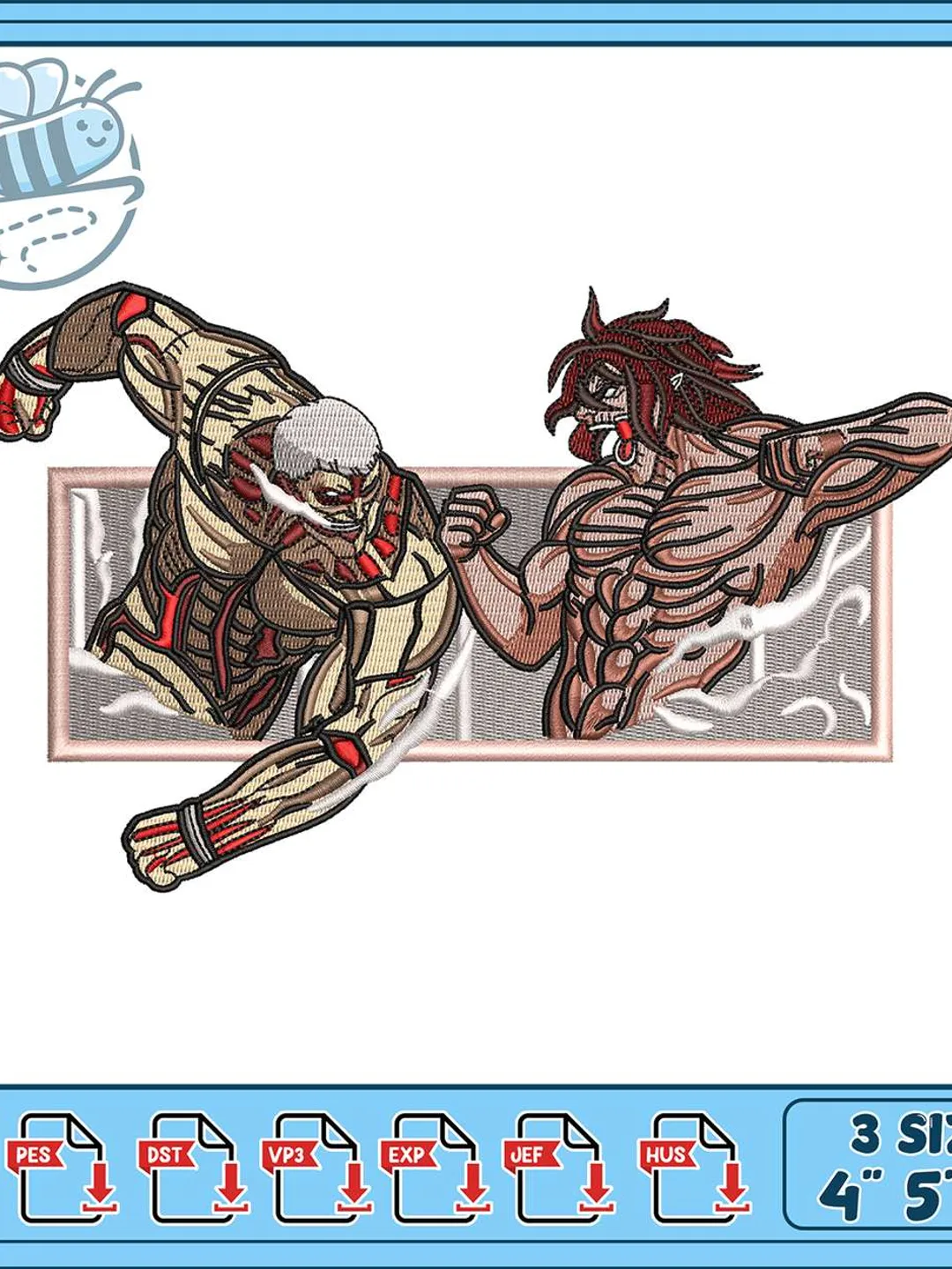Eren Embroidery Design File/ Attack On Titan Anime Embroidery Design ...