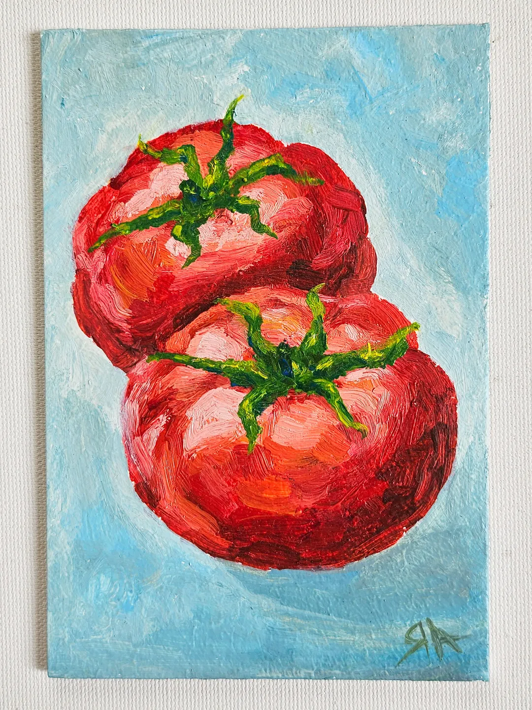 Tomatoes|Oil painting|10×15 cm