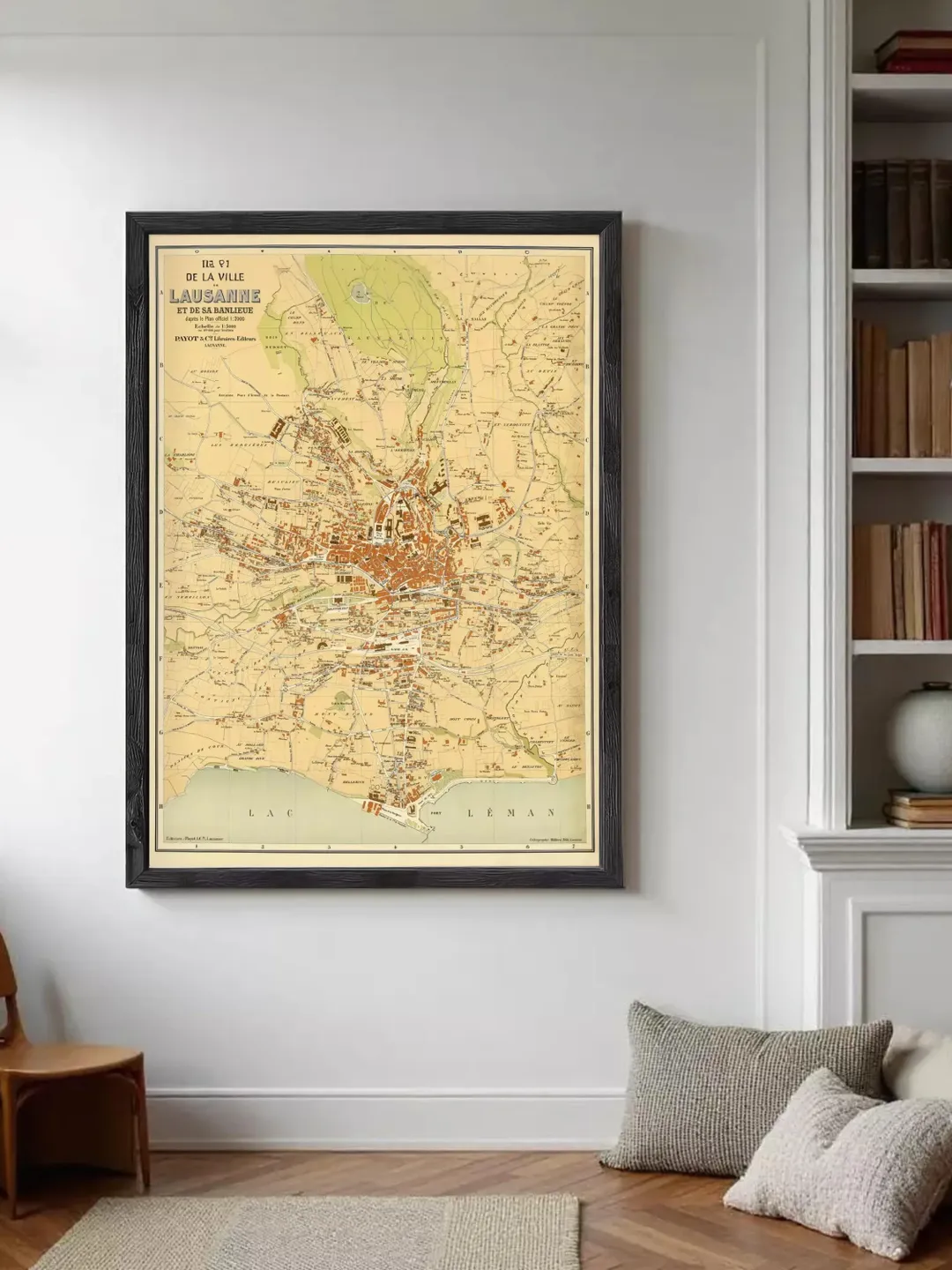 Vintage Map Lausanne Switzerland Map | 1850 Antique Wall Art Print