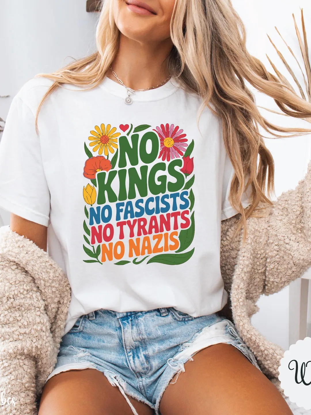 No Kings No Nazis T-Shirt, Anti-Fascist Slogan, Comfort Colors Tee