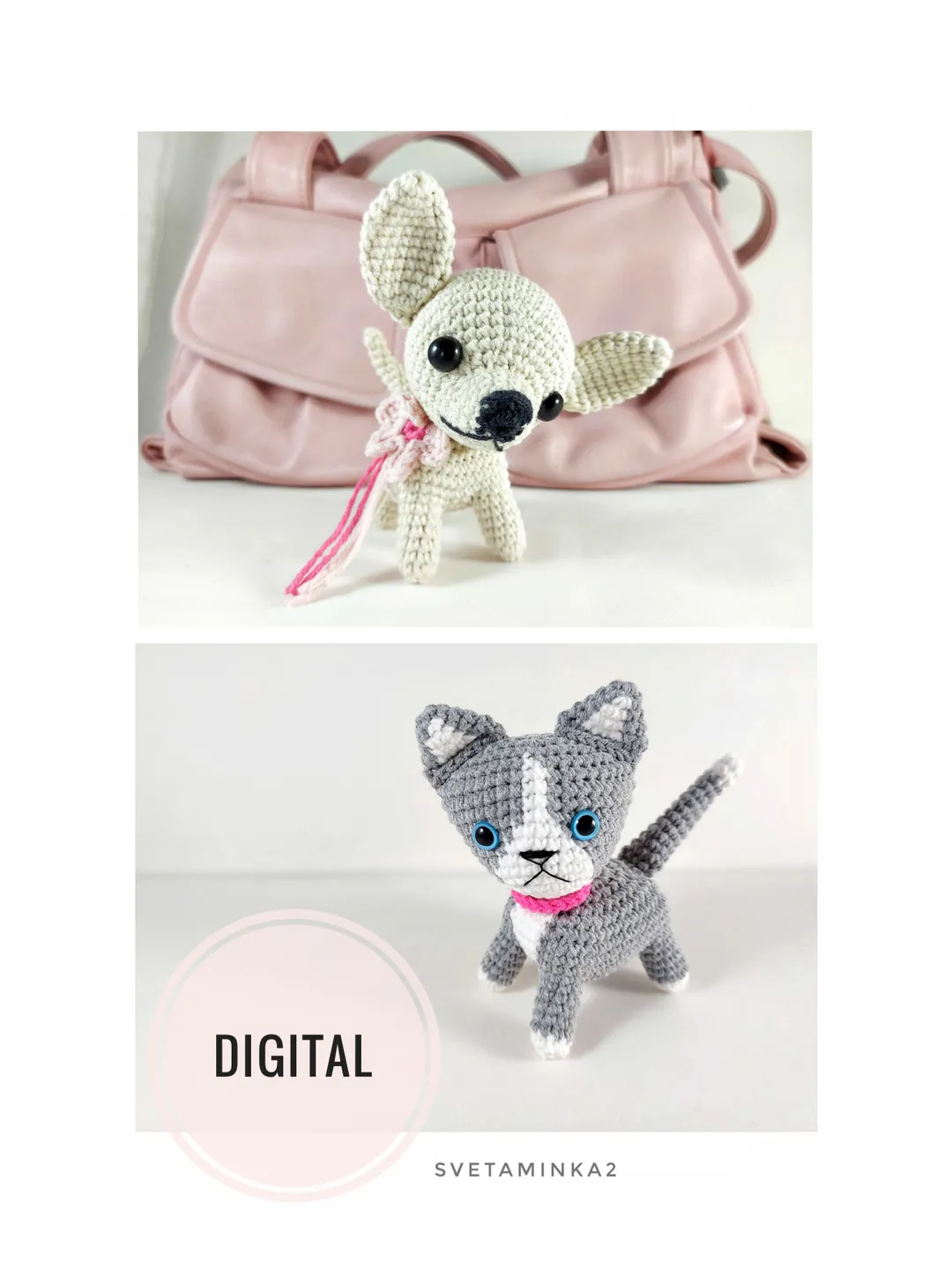 Dog Crochet Pattern Chihuahua. Cat Crochet Pattern Kitten. Amigurumi Puppy. 2 in 1. Digital Download. PDF.