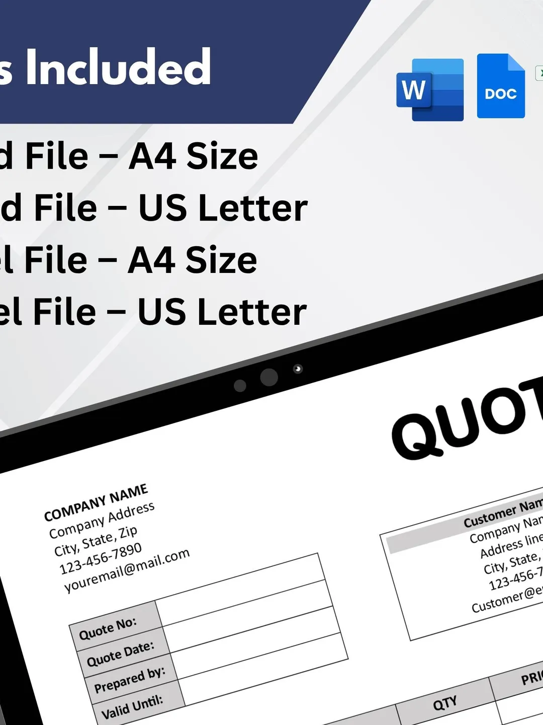 Quote Template. Quote Form. Job Proposal. Job Quote for Small Business ...