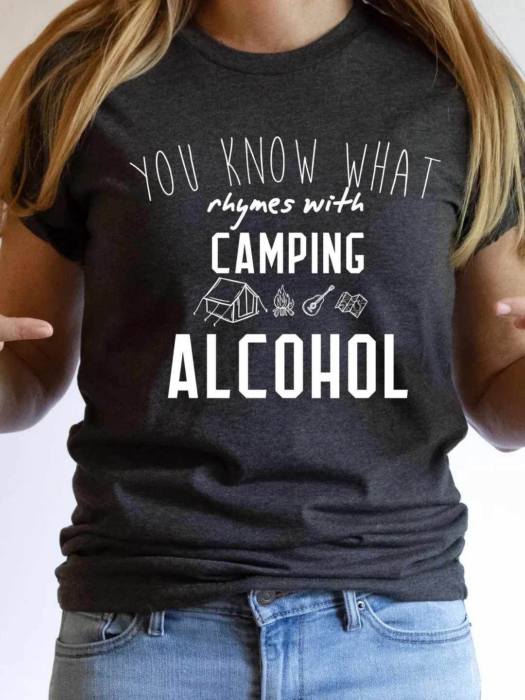 Camping Alcohol Rhymes T-Shirt: Family Vacation Getaway Tee