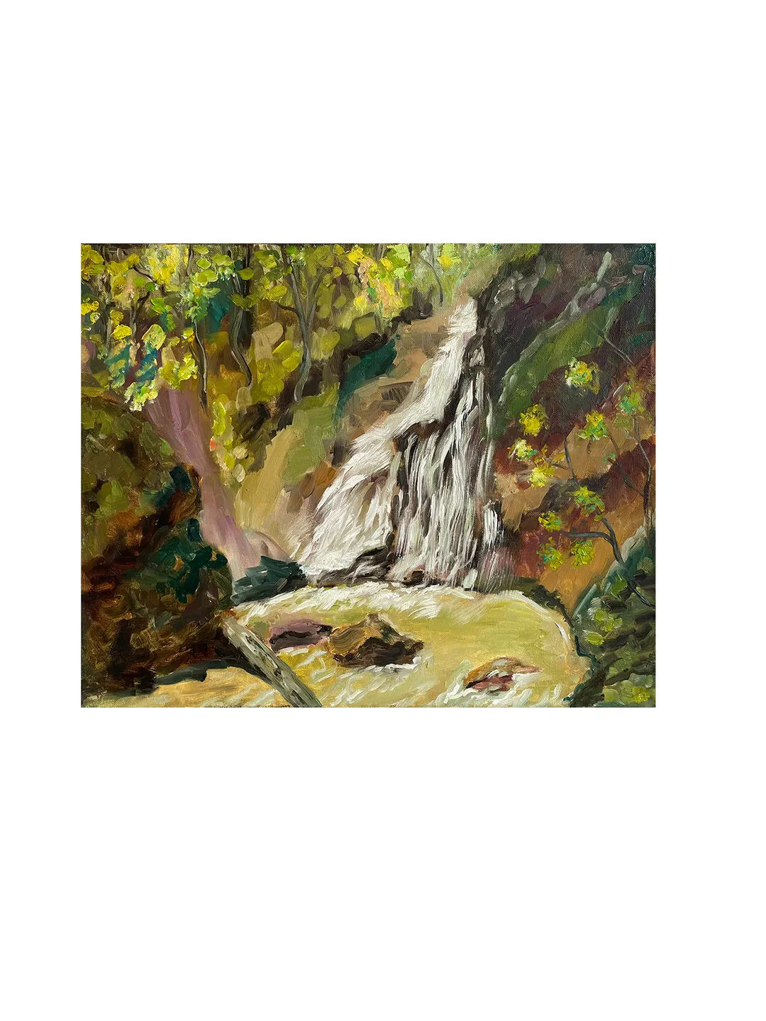 Mountain Waterfall Painting Original Oil Painting on Canvas Nature Wall Art