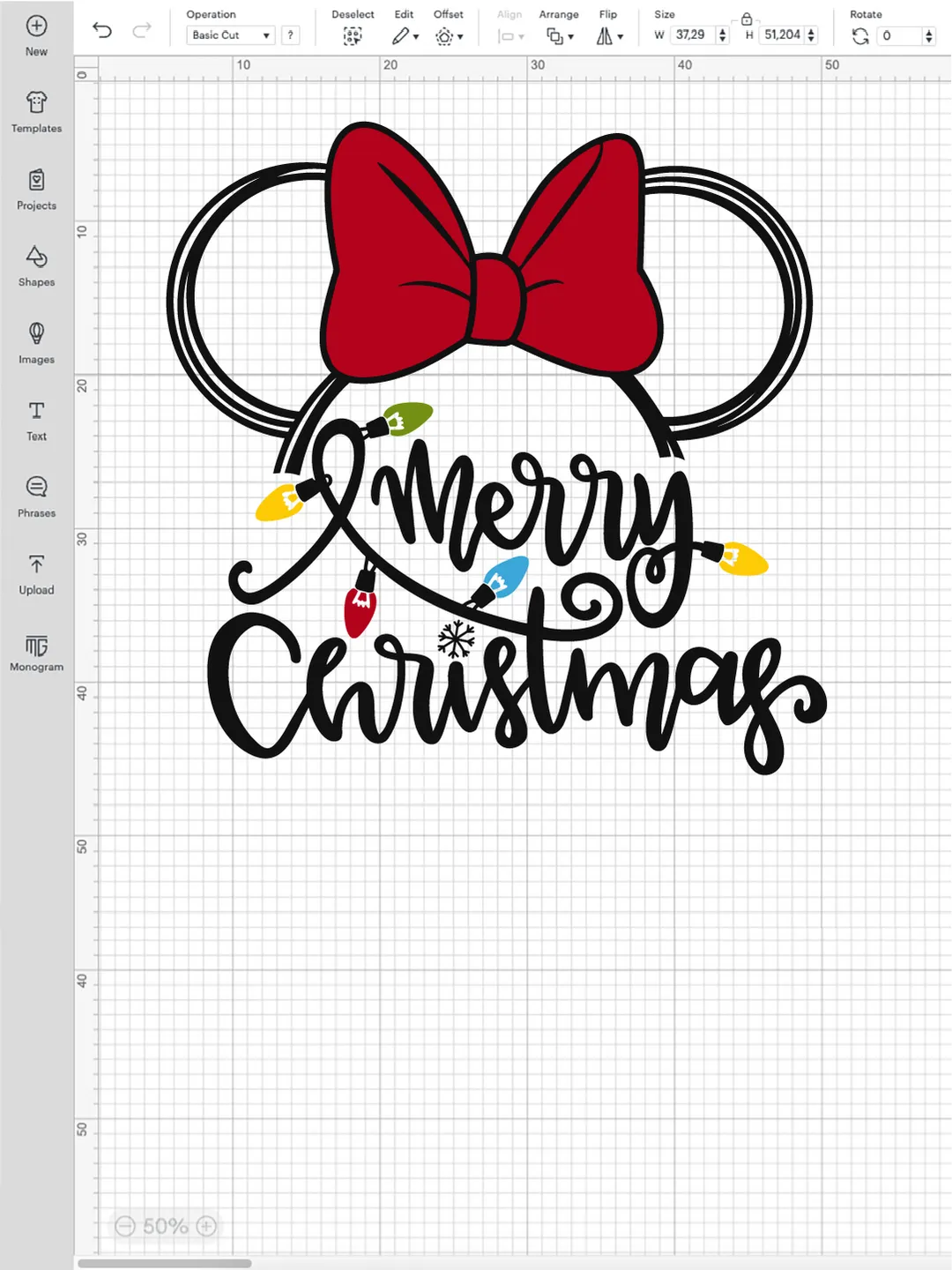 Minnie Mouse Christmas SVG - Disney Holiday Lights Ears & Merry ...
