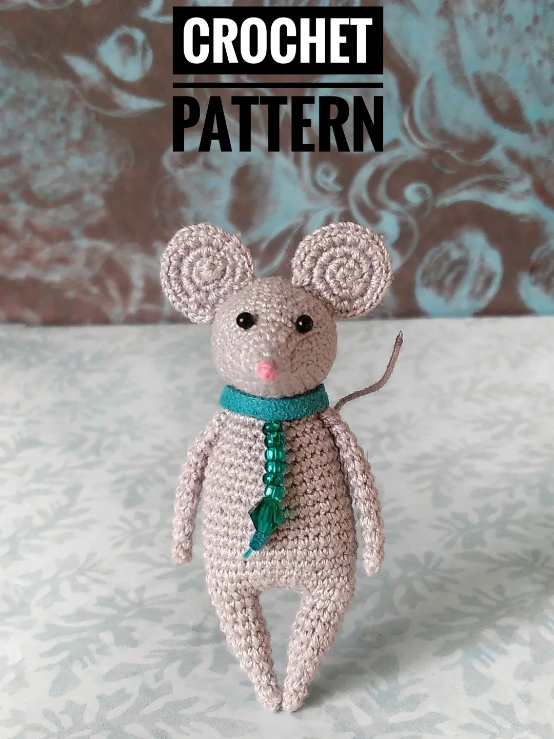 PDF crochet pattern little rat. Crochet miniature pattern. Miniature mouse toy pattern. DIY small toy. Tutorial