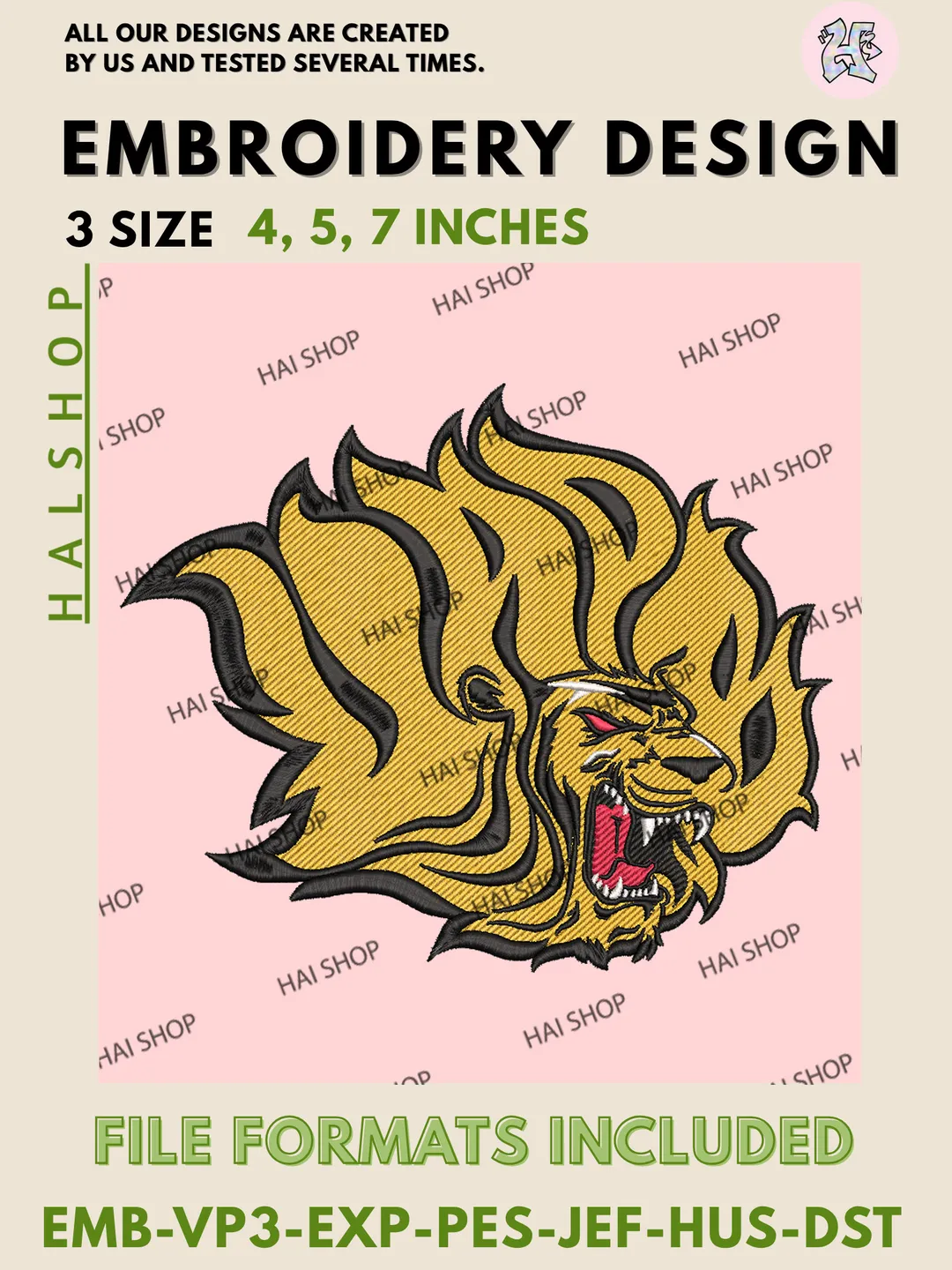 NCAA Arkansas-Pine Bluff Golden Lions Embroidery File, 3 Sizes, 6 Formats, NCAA Machine Embroidery Design, NCAA Logo, NCAA Teams