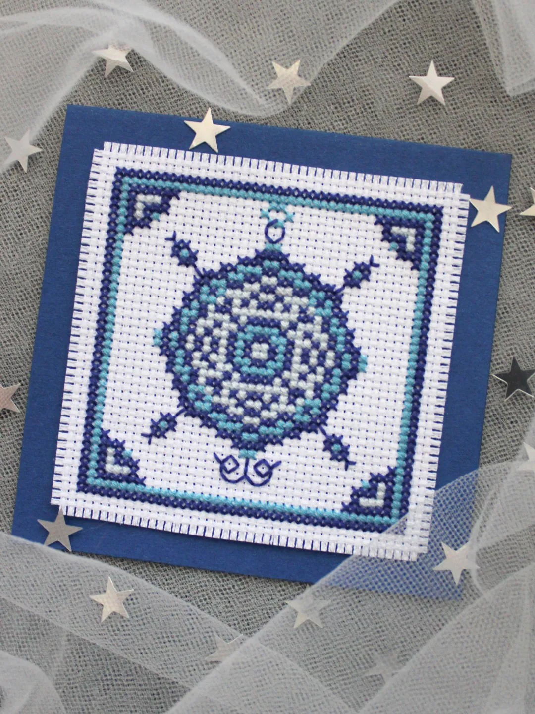 Cross stitch pattern Snowflake, easy chart PDF, holiday card idea