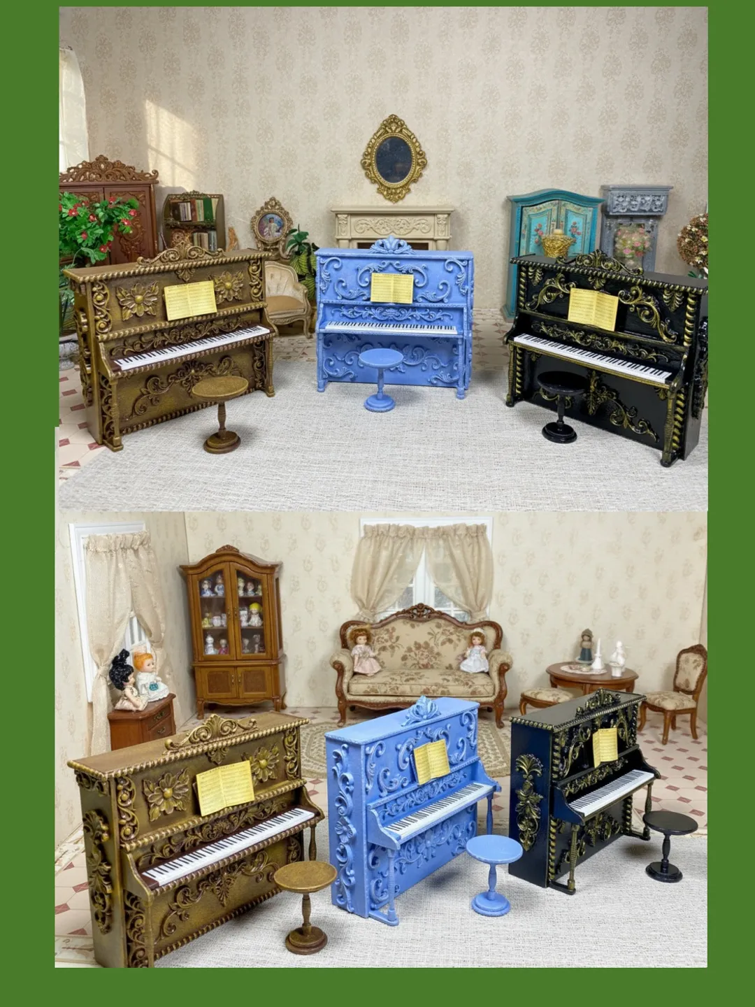 Dollhouse Piano. 1:12. Handcrafted. Miniature dollhouse.