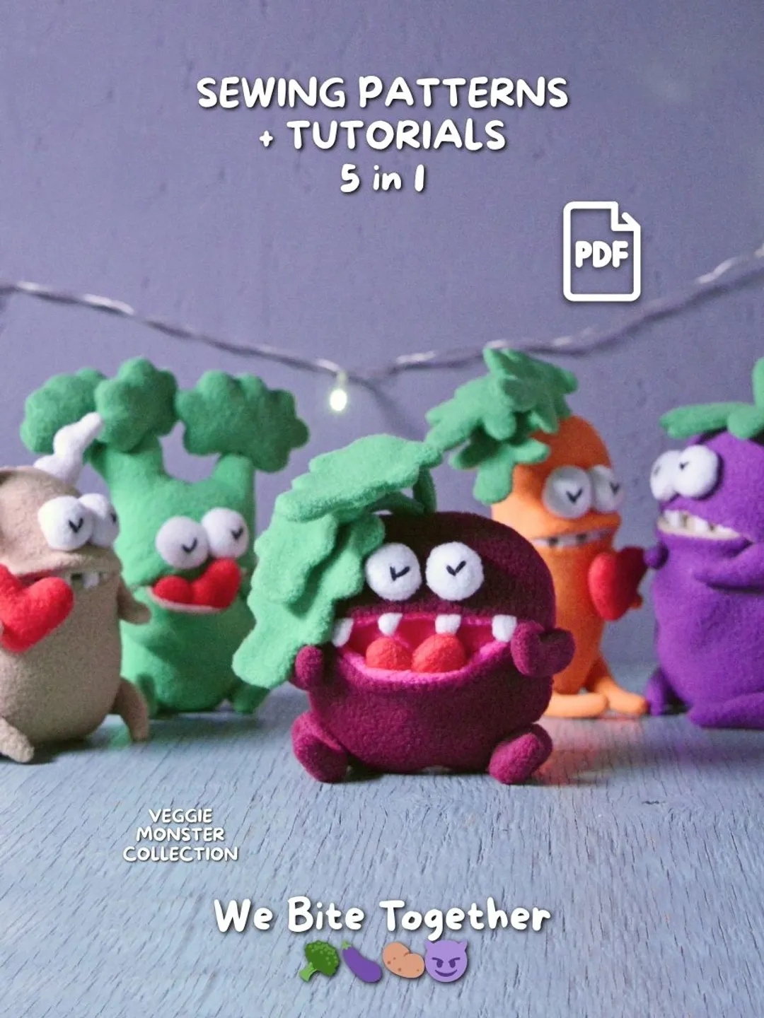 Monster Friends Collection 5 Plush Sewing Patterns with Secret Mouth ...