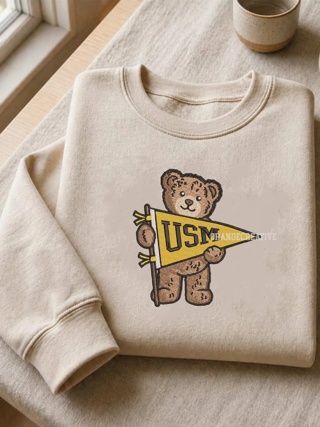 Southern Miss Embroidered Sweatshirt, College Embroidered Crewneck, Golden Eagle Embroidered Shirt, Teddy Bear Sweatshirt, Gift for Collegue