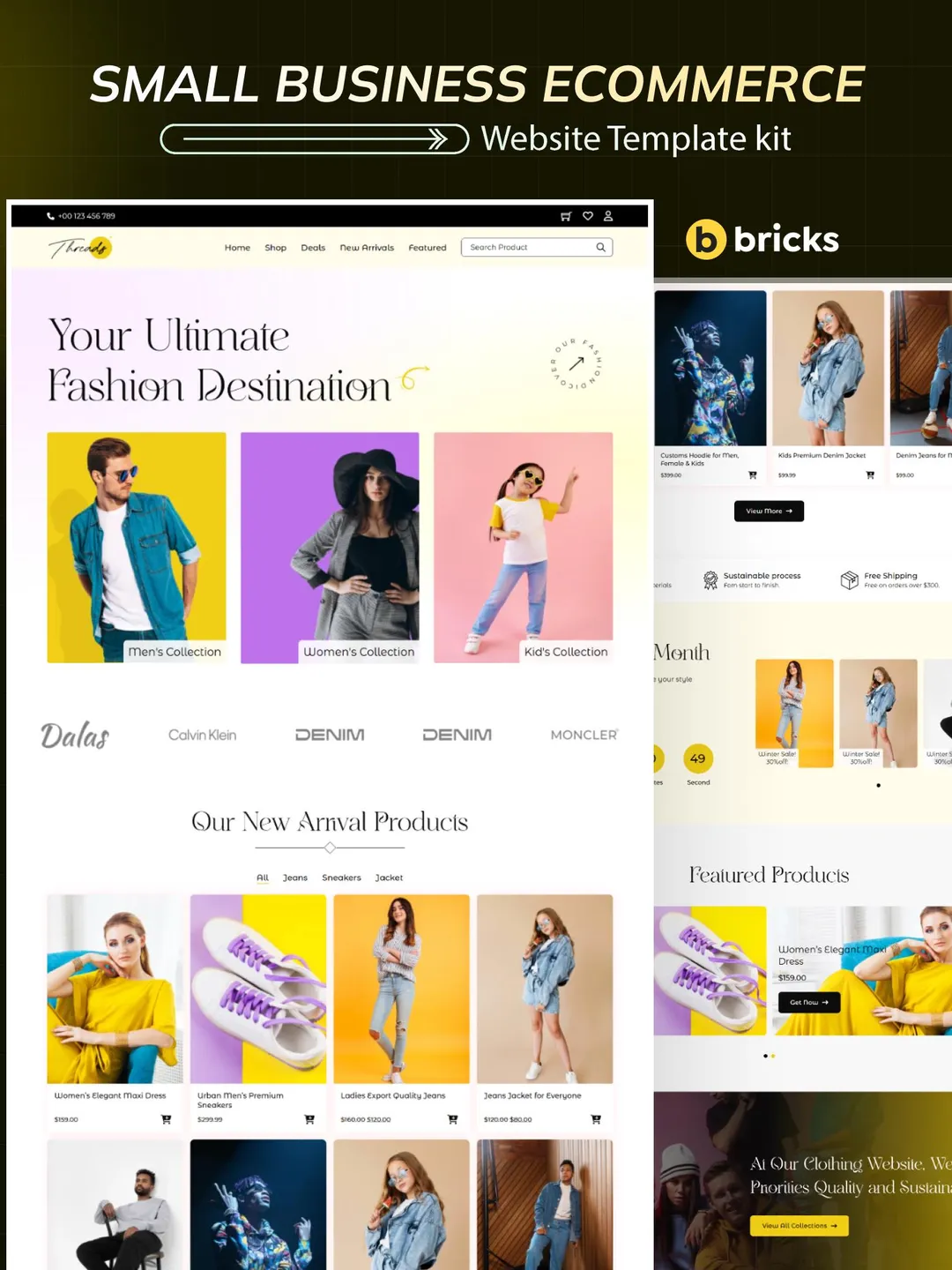Ecommerce WordPress Bricks Builder Template Kit | Online Store, Shopping & Digital Retail Website Template