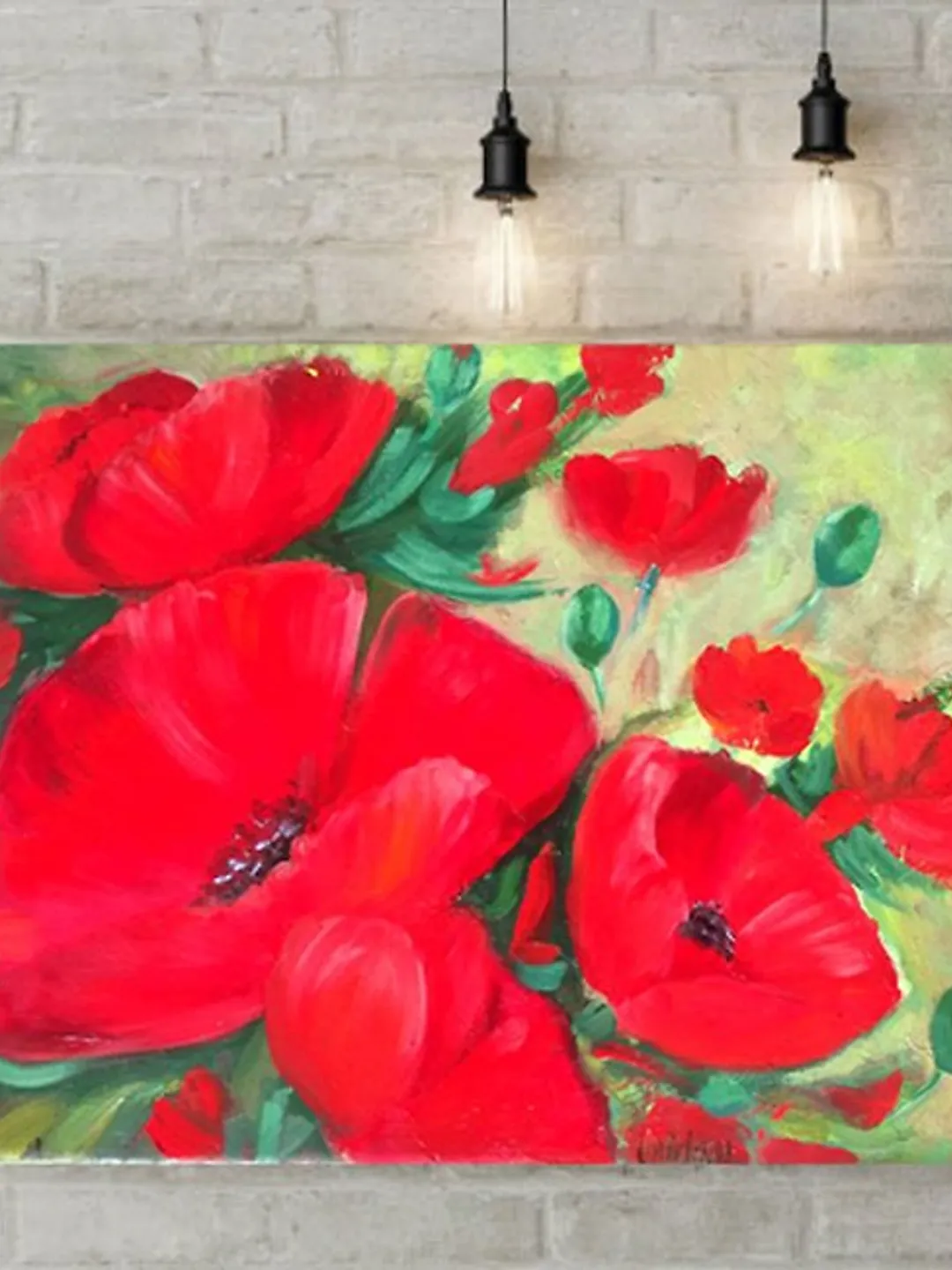 Poppy Art Red Flower Original Painting Poppy Oil Painting Floral Art OlivKan