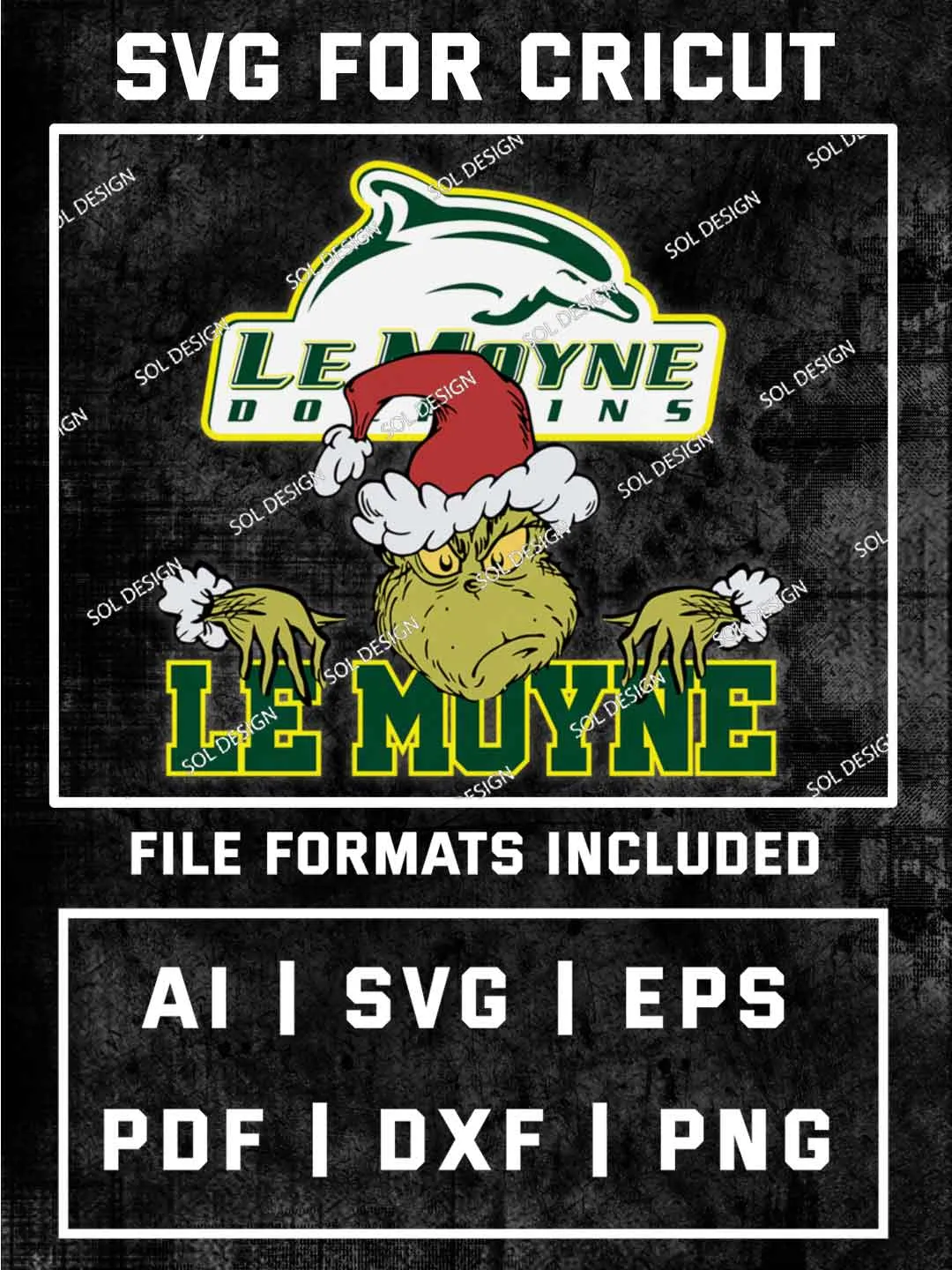 Grinch Le Moyne Dolphins SVG, NCAA SVG Design, NCAA Le Moyne Dolphins SVG, NCAA Dolphins Cricut, Christmas Svg, Grinch svg, Digital Download