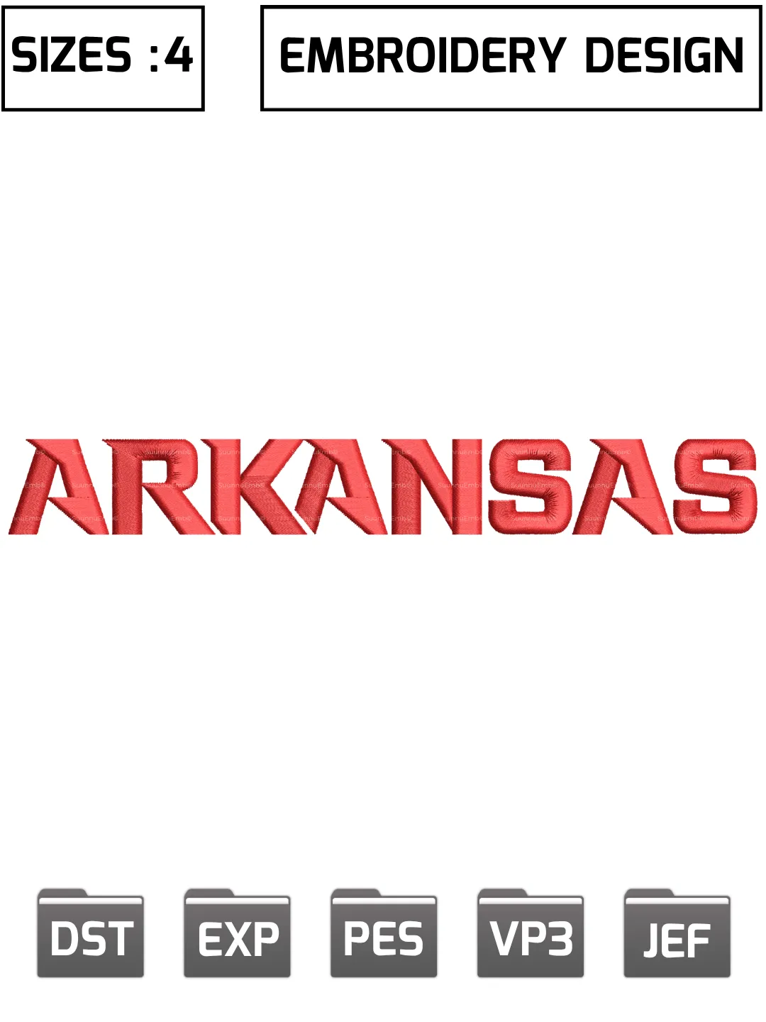 Arkansas Razorbacks Logo Embroidery Design,NCAA Logos Embroidery Design,NCAA Teams, Machine Embroidery Design File,4 Sizes, Digital Download