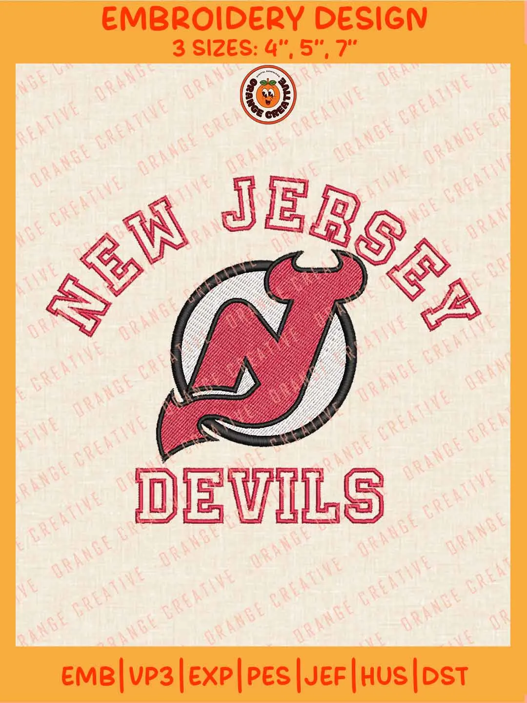 NHL New Jersey Devils Team Logo Embroidery Files, New Jersey Devils Hockey Team Embroidery Designs, NHL Devils Machine Embroidery Files, NHL Hockey Team Machine Embroidery, Digital Download