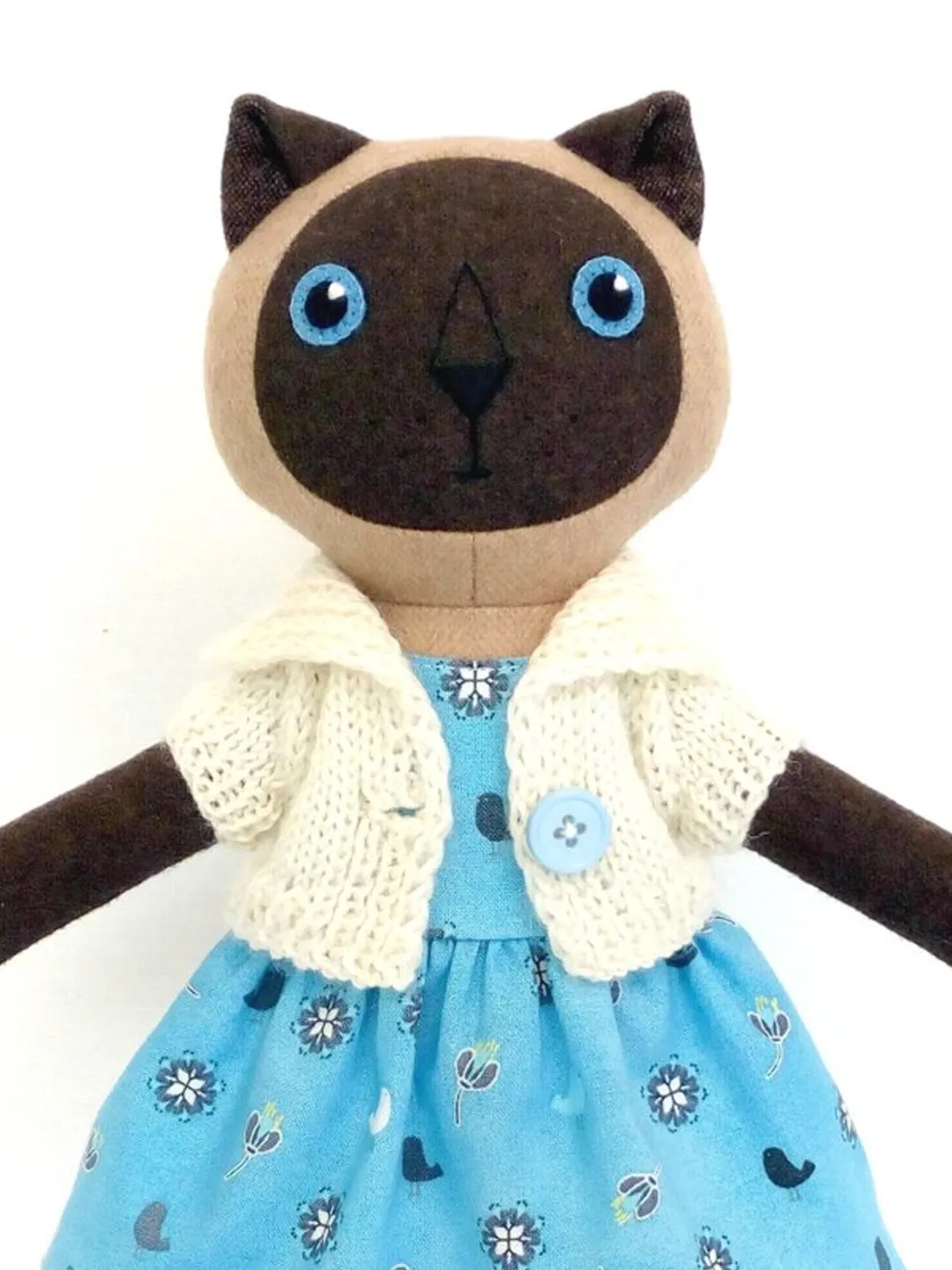 Beige Thai cat girl, handmade cashmere doll, wool plush kitten toy, cat rag doll
