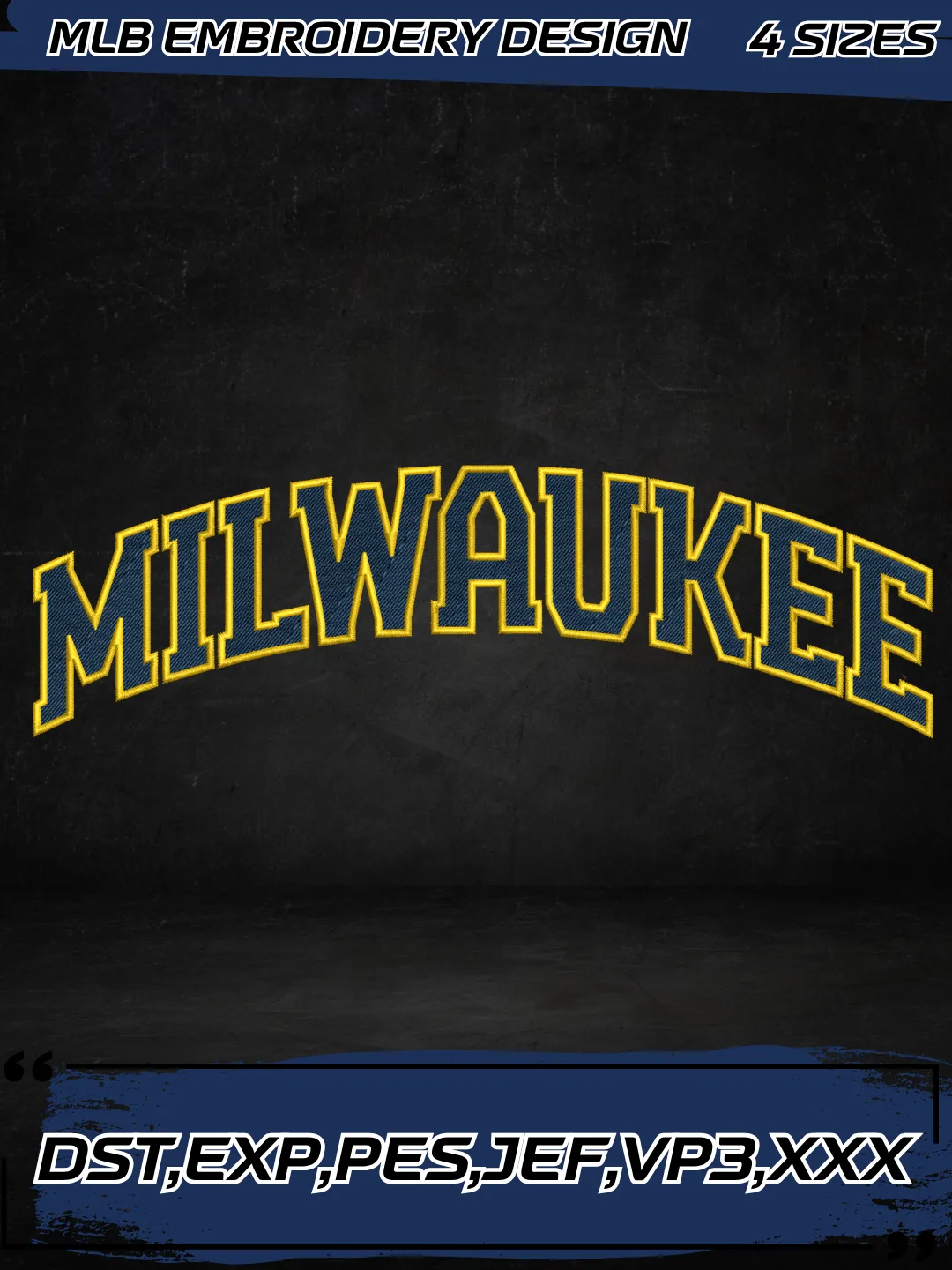 Milwaukee Baseball Embroidery Design - Jersey Logo - Machine Embroidery File