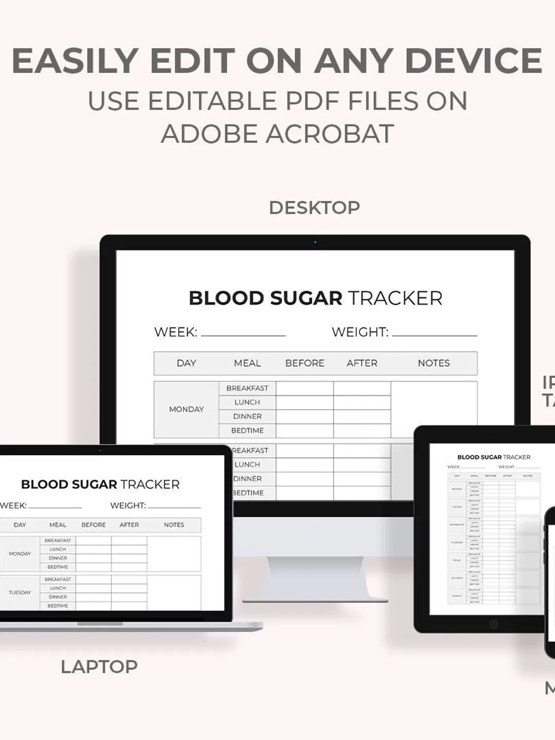 Blood Sugar Tracker Printable | Blood Glucose Log | Diabetes & Insulin ...