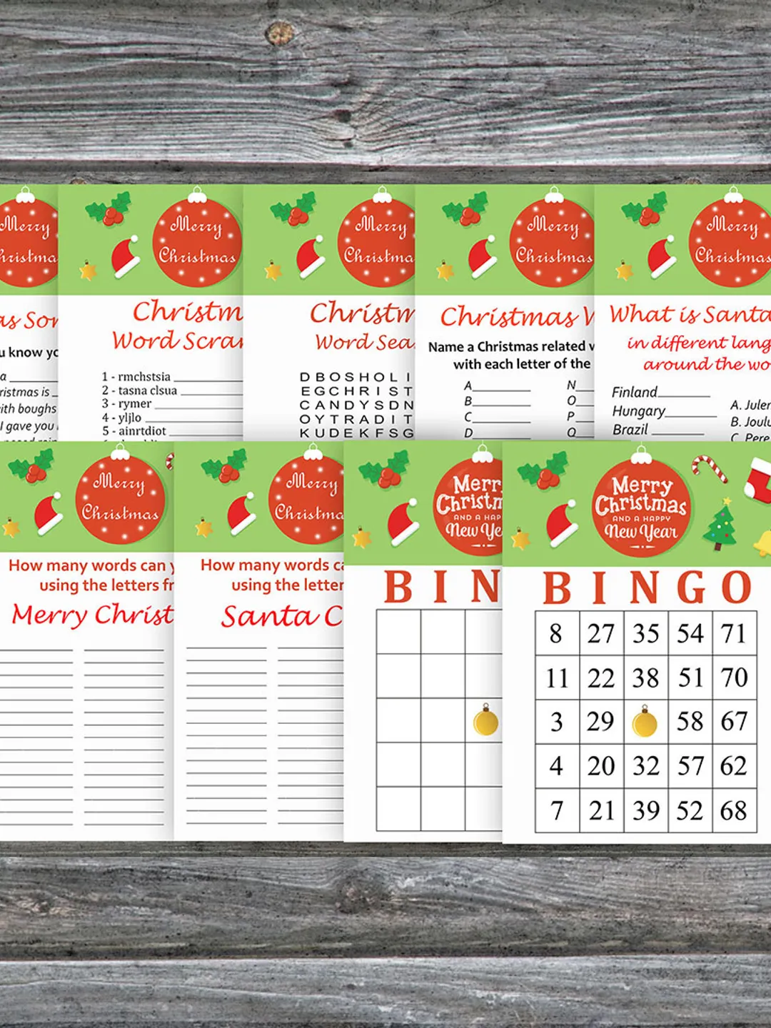 Christmas party games bundle,Printable Christmas Party Game Pack,Merry Christmas Trivia Game Cards