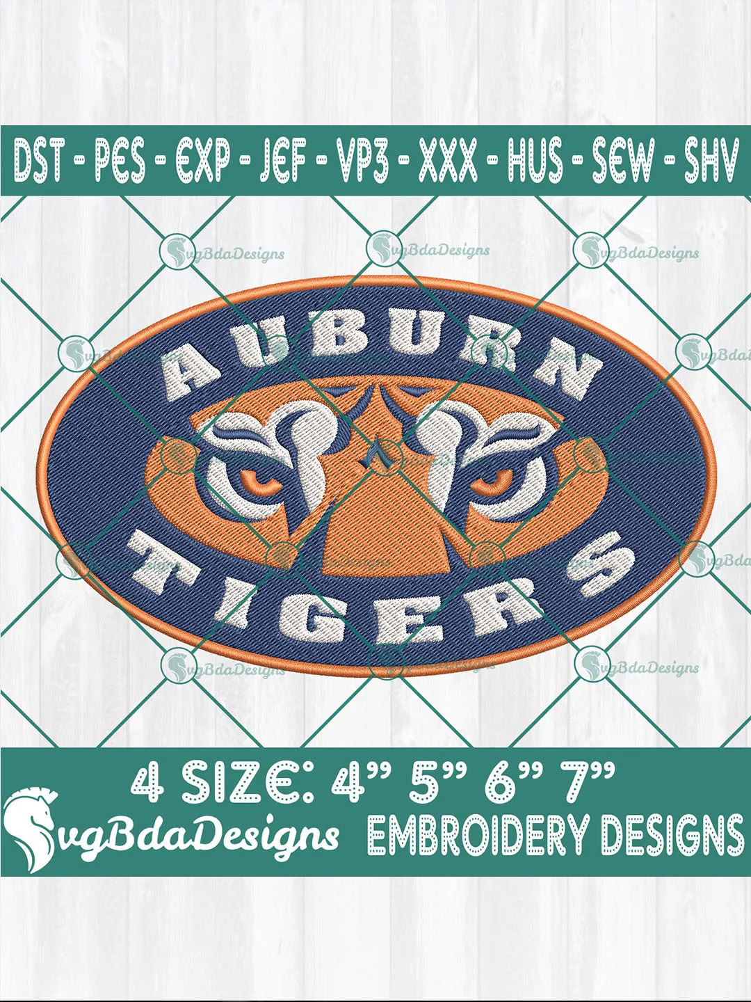 Auburn Tigers Embroidery Designs | NCAA Football Logo Embroidery Files