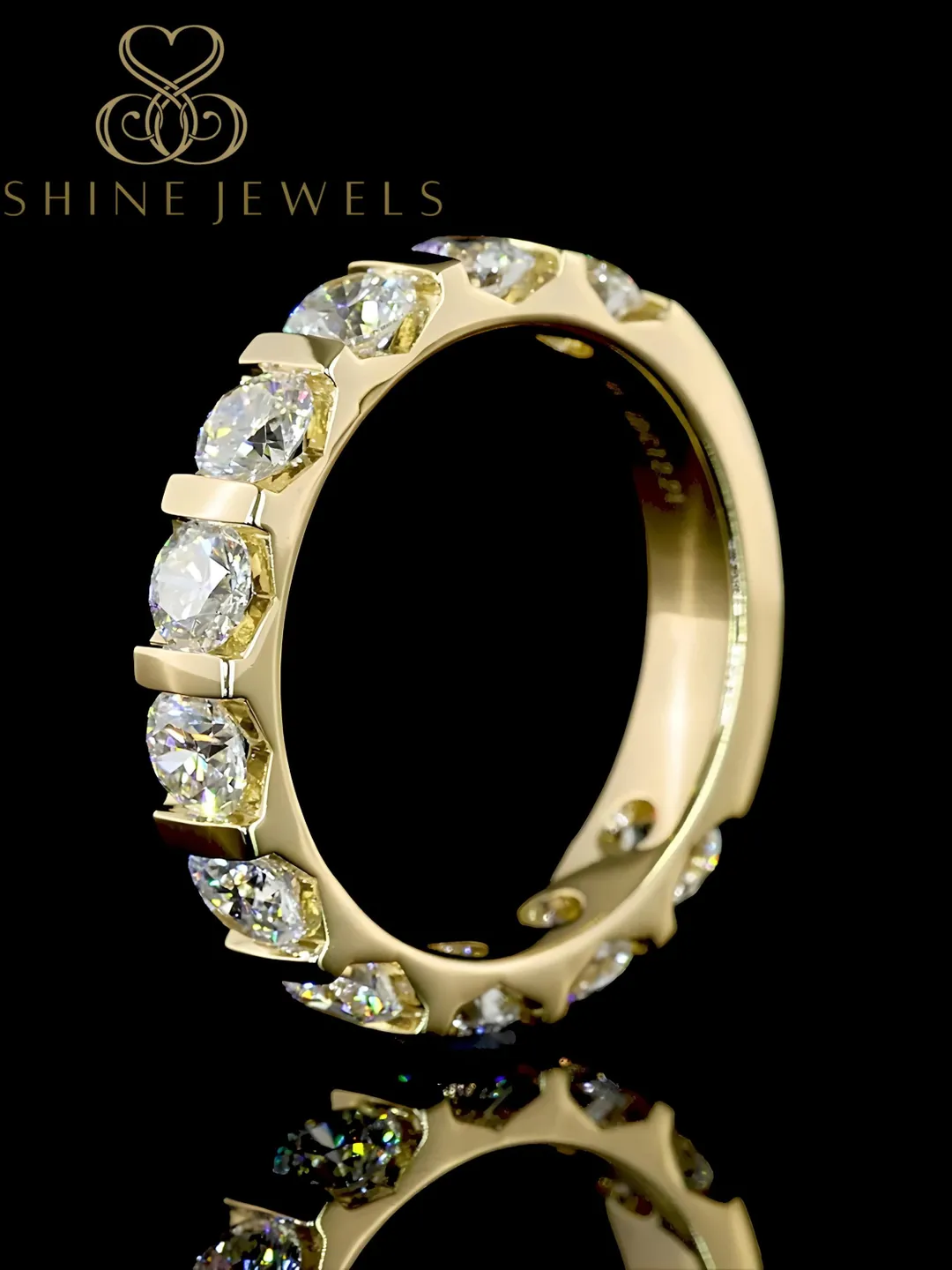14k Yellow Gold Lab Grown Emerald Cut Diamond Eternity Band