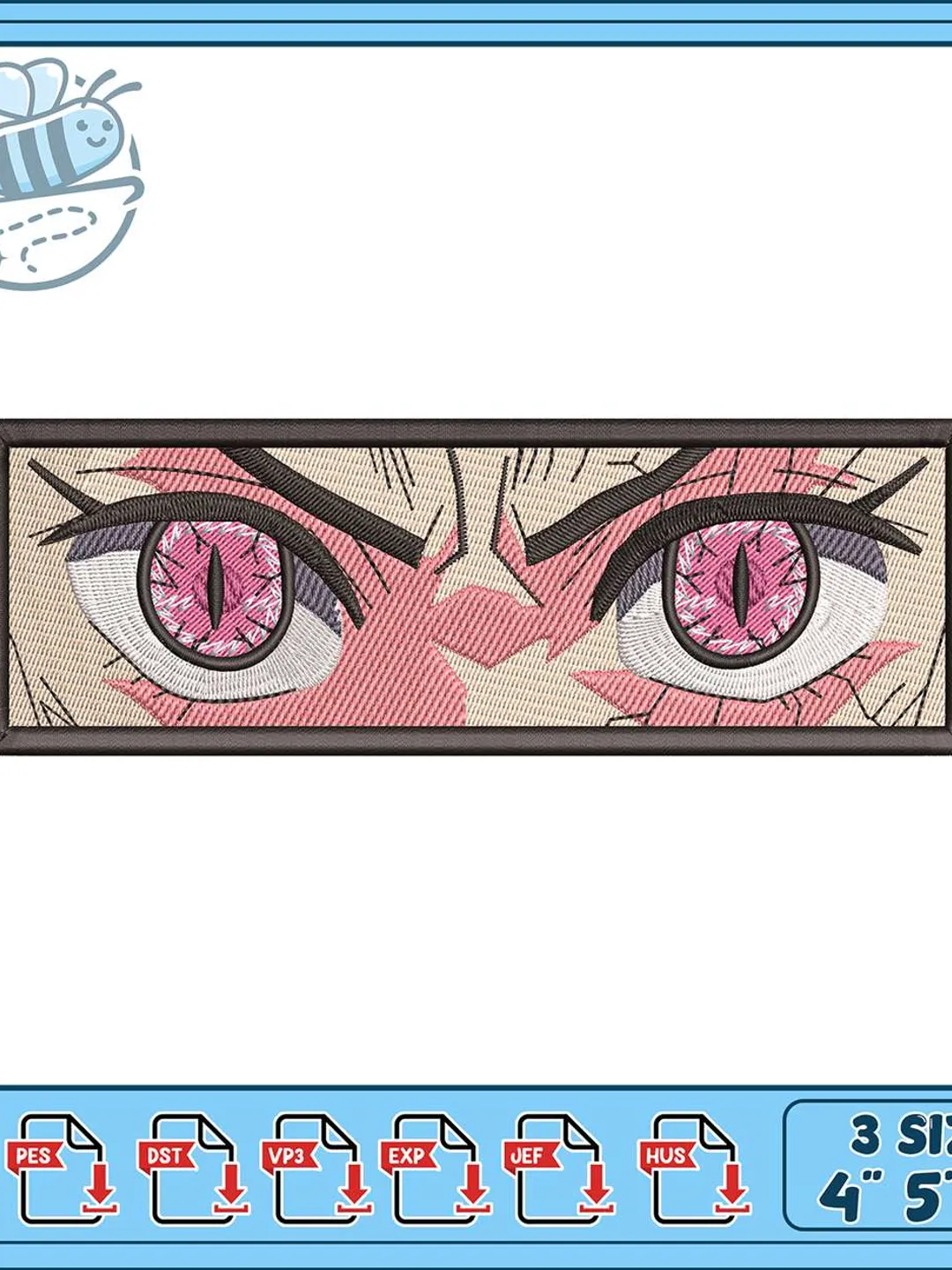 Nezuko Demon Eyes Embroidery Design, Anime Eyes Machine Embroidery File, Demon Slayer Pink Eyes Patch, Instant Download PES DST