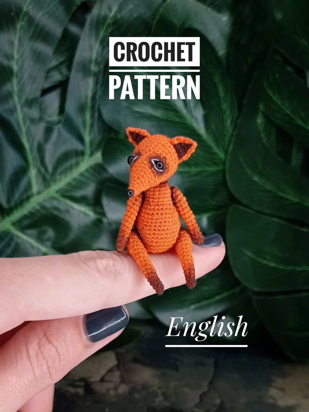 English PDF crochet pattern little fox. Crochet miniature pattern. Little fox toy pattern. DIY cute toy. Pattern amigurumi