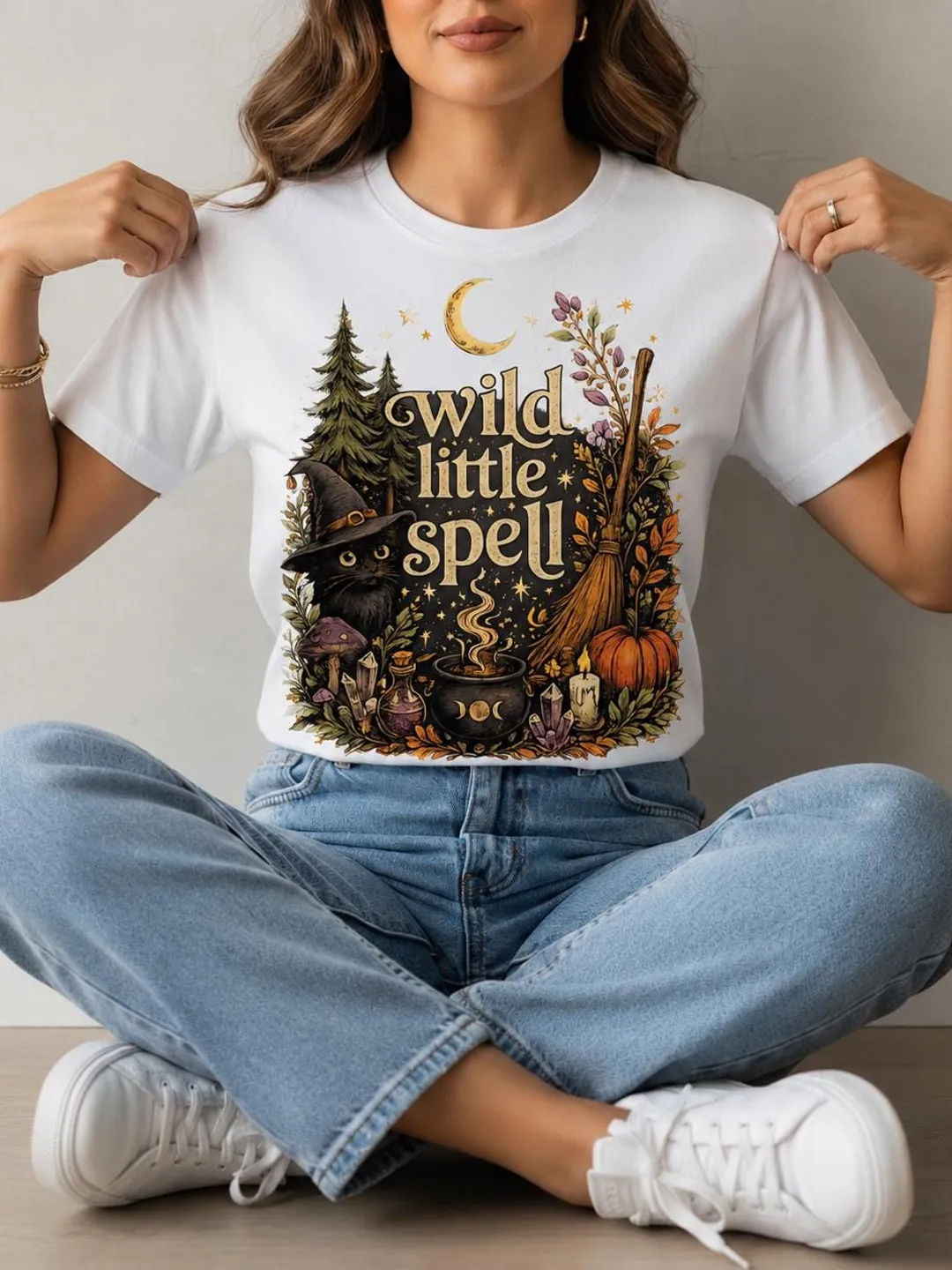 Wild Little Spell Shirt, Cottagecore Halloween Tee, Forest Magic Graphic Shirt, Mystic Autumn Witchy Nature Unisex T-Shirt