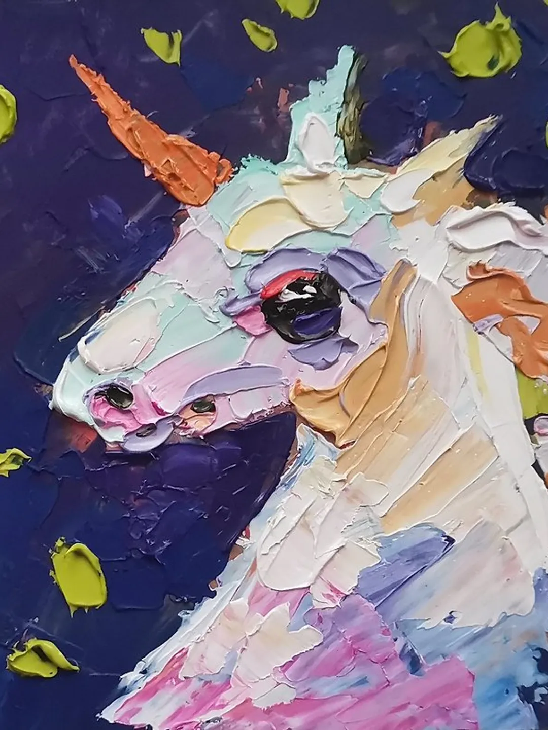 Unicorn Painting Fairy Original Art Oil Painting Wall Decor Horse Artwork