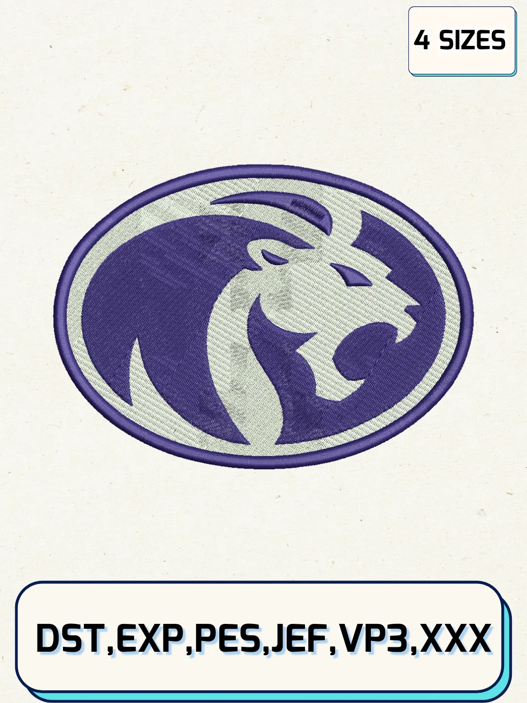 North Alabama Lions Logos Embroidery Design Files, NCAA Logos Embroidery Designs, Machine Embroidery Files, 4 Sizes