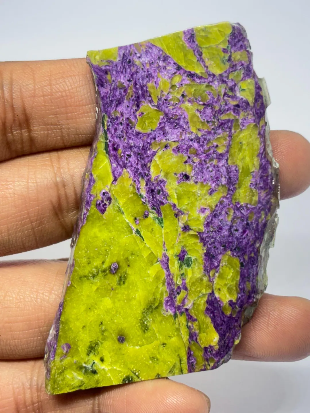 Atlantisite Slice, Green Serpentine & Purple Stichtite, Crystal