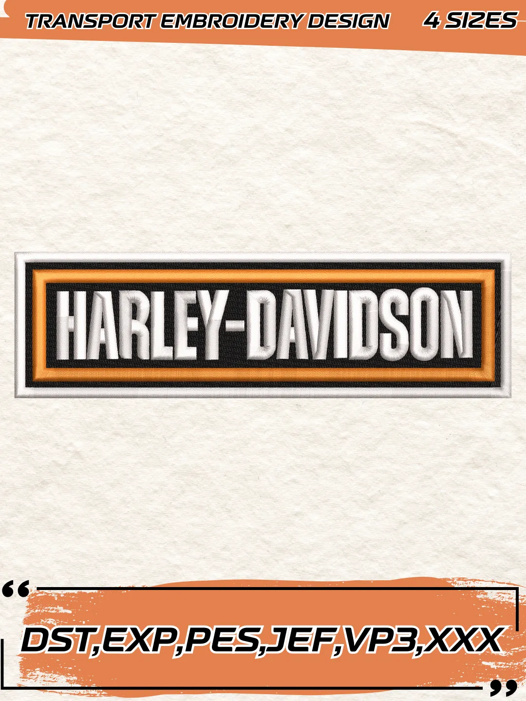 Harley Davidson Logo Embroidery Design,Transport Embroidery File,4 Sizes, Digital Download