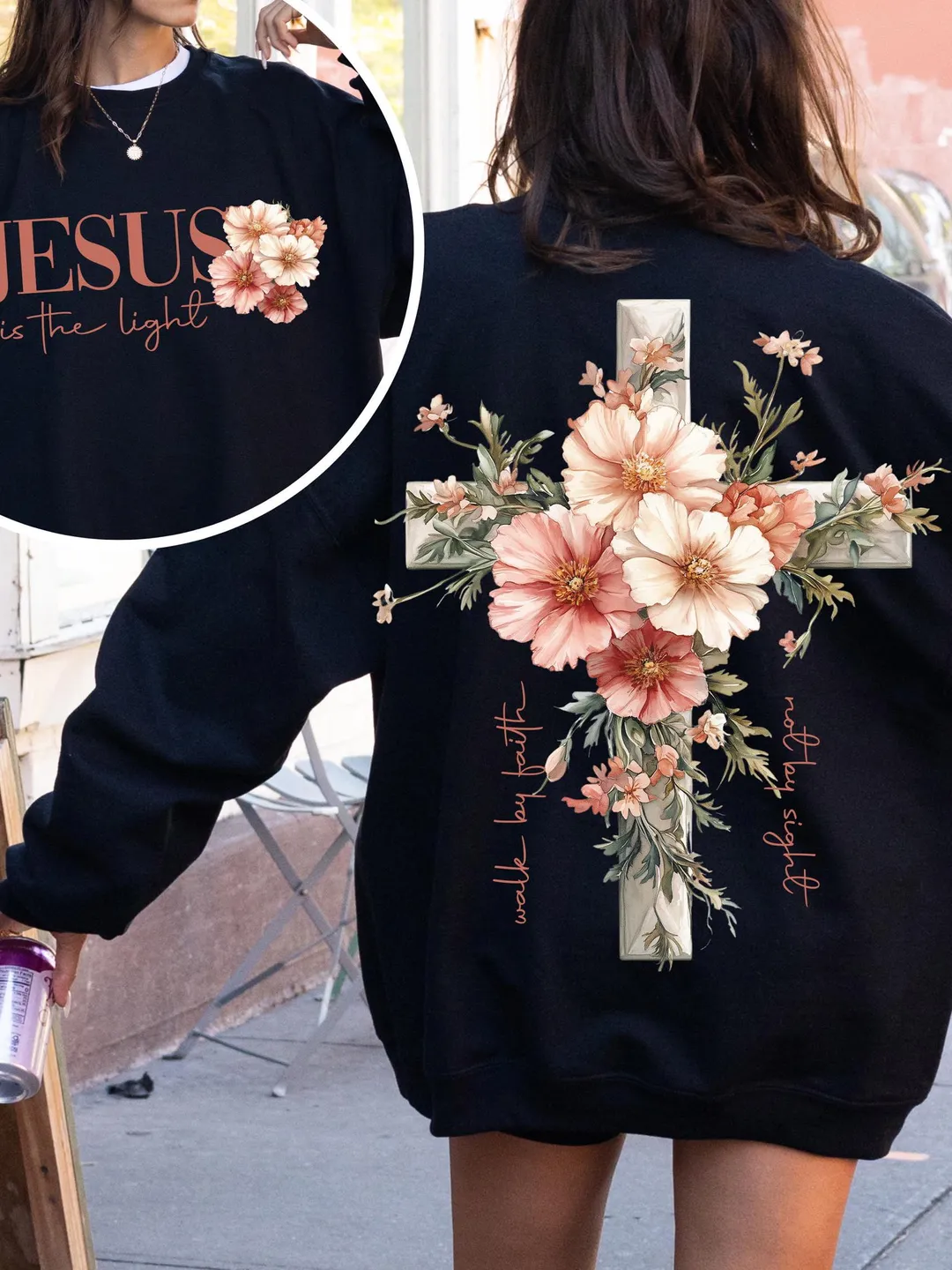 Jesus is the Light Png, Floral Christian Shirt Png, Motivational Quotes Png, Bible Verse Png, Floral Religious Png, His Grace is Enough Png